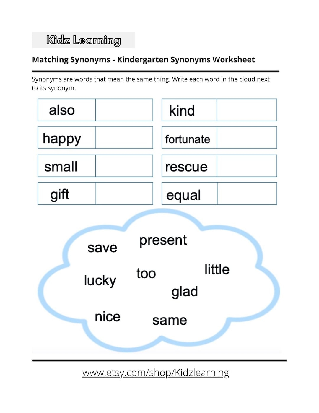 48 Pages Of Synonyms And Antonyms Worksheets Kindergarten 1st Grade Etsy