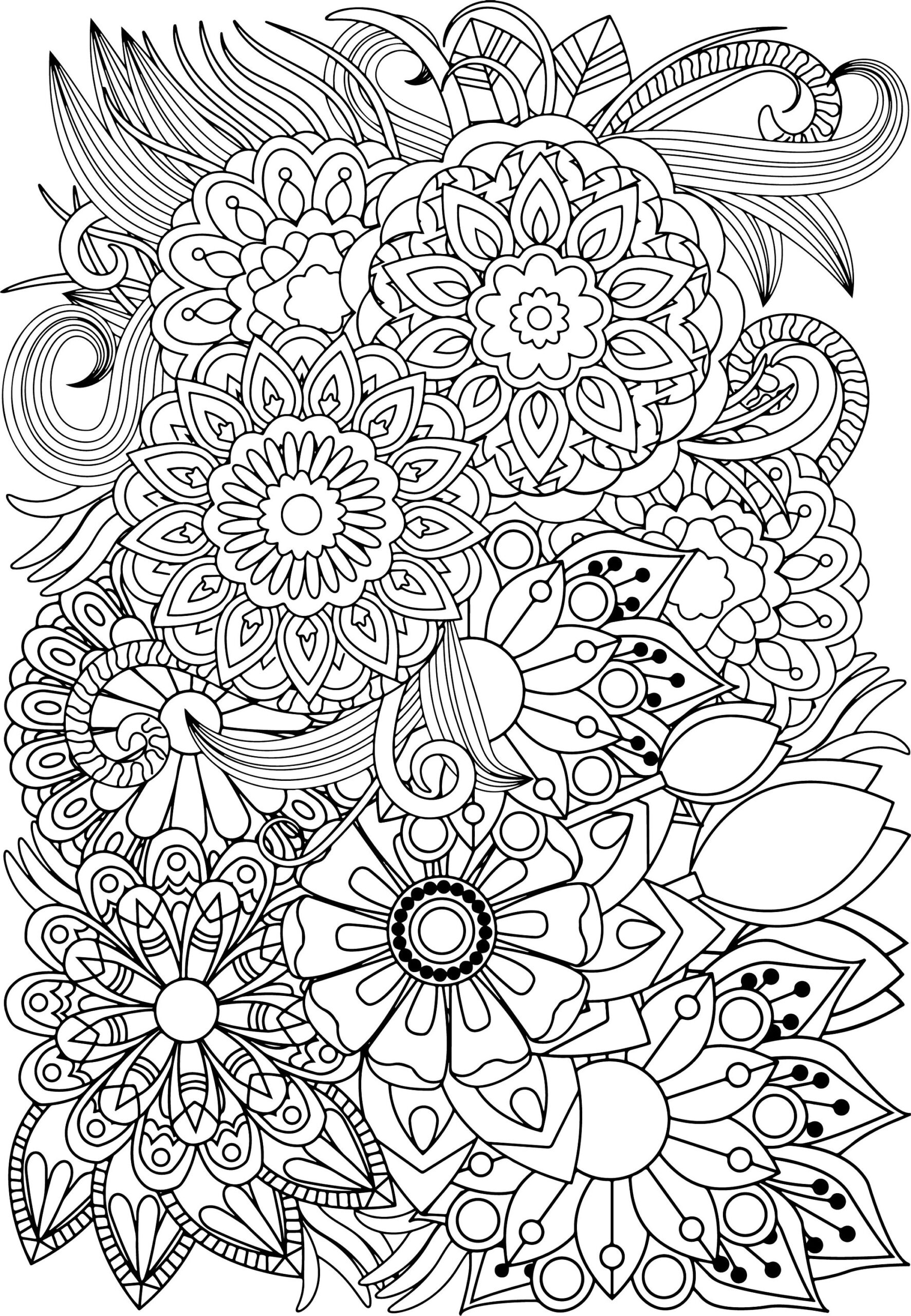 48 Psychedelic Mandala Flowers Coloring Pages Adult Printable Book Digital Download Not A Physical Product Etsy