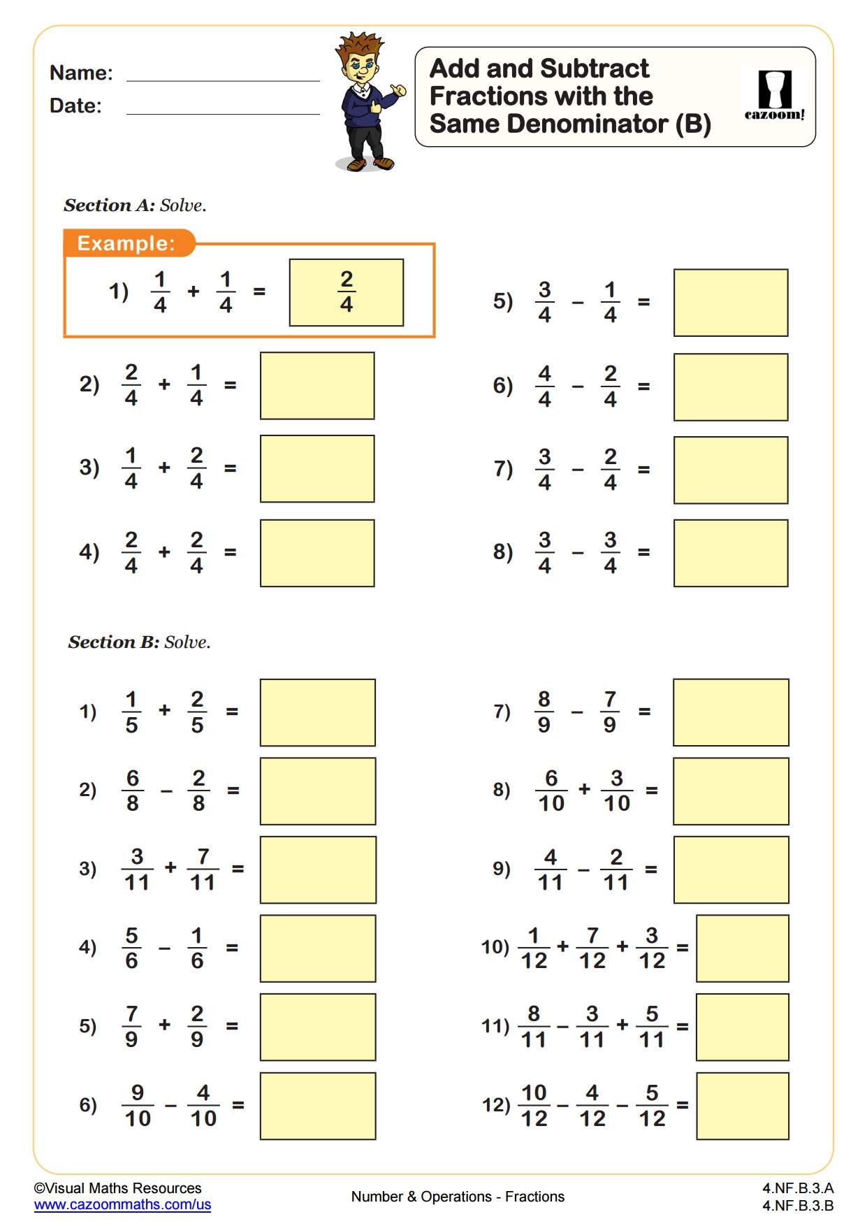 4th Grade Fractions Worksheets PDF Printable Worksheets Cazoom Math 4th Grade Fractions Worksheets PDF Printable Worksheets Cazoom Math