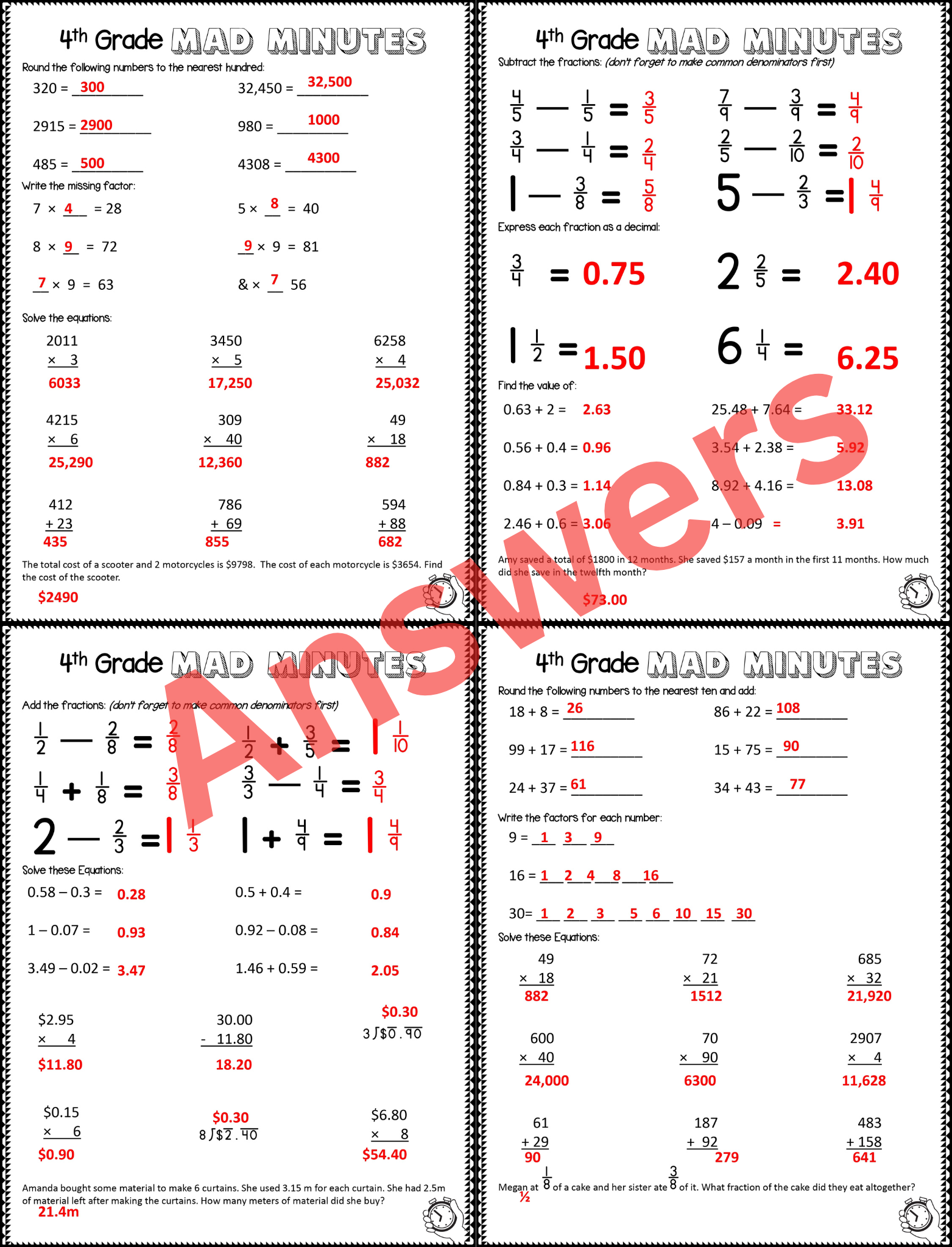 4th Grade Math Review Multiplication Division Word Problems Mad Minute Teaching Resources 4th Grade Math Review Multiplication Division Word Problems Mad Minute Teaching Resources