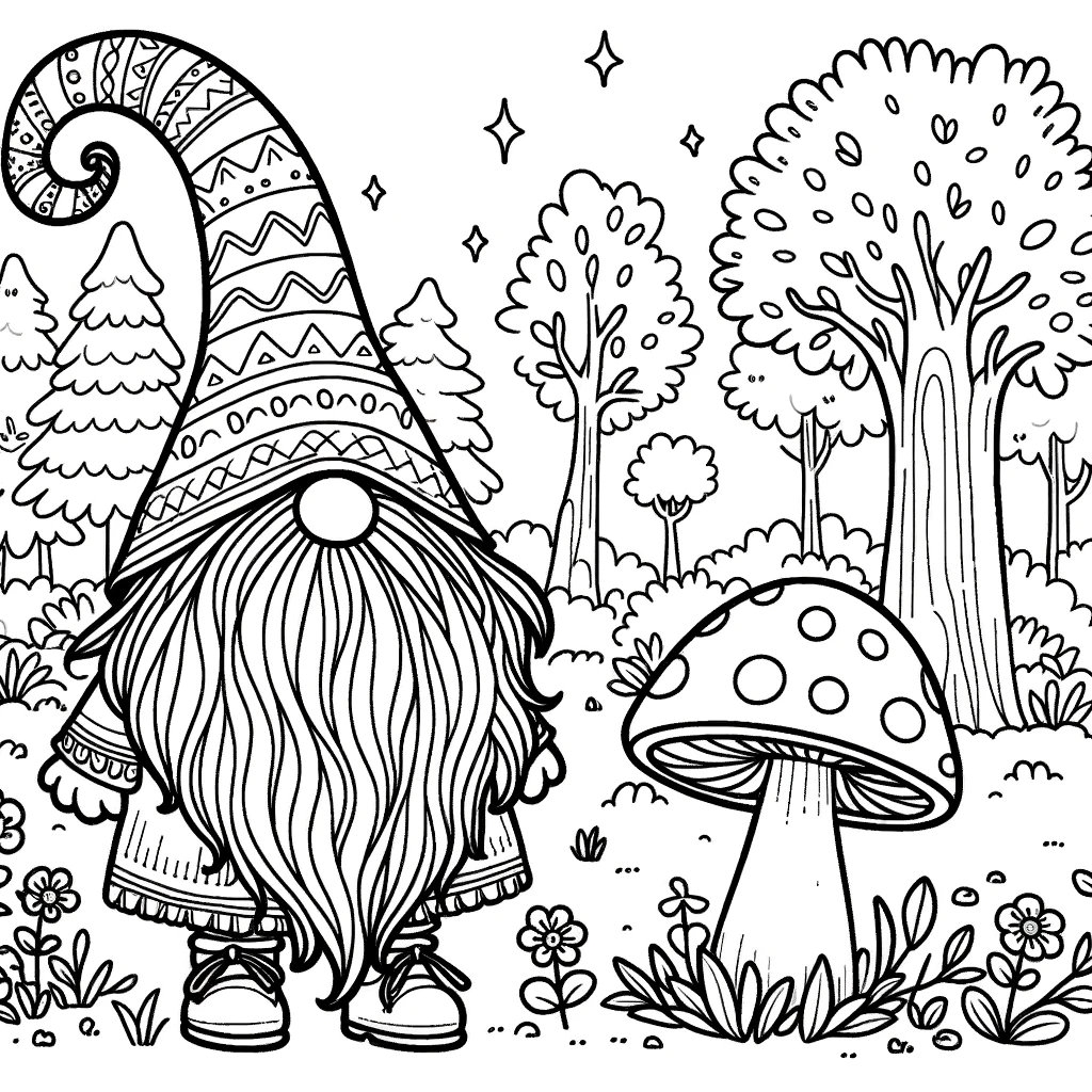 5 Gnome Coloring Pages Enchanted Gnome Coloring Page Fantasy Gnome Coloring Etsy