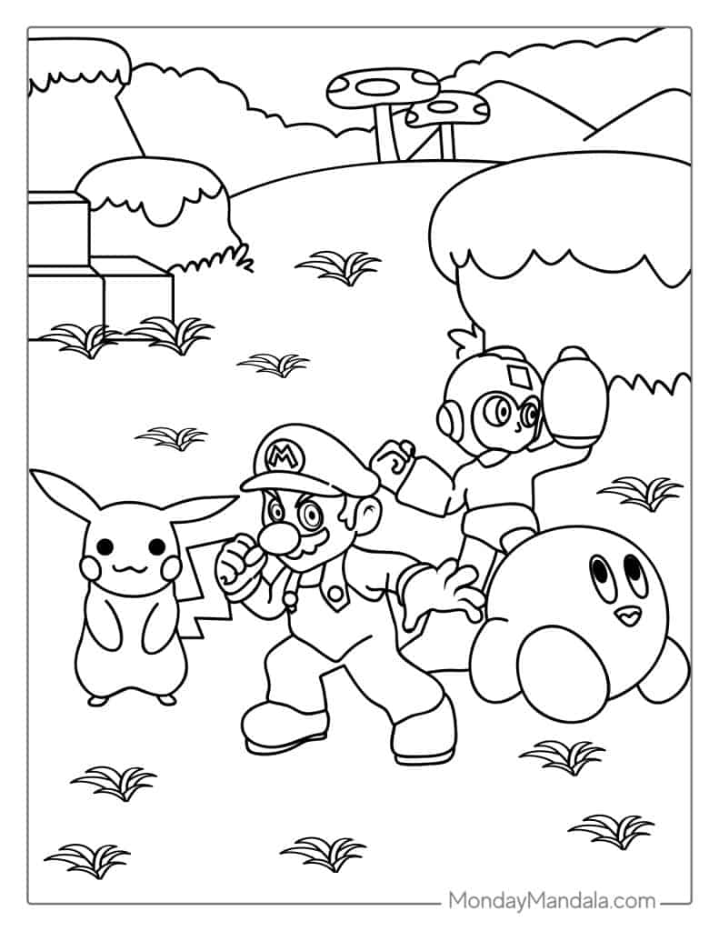 mario bros coloring pages