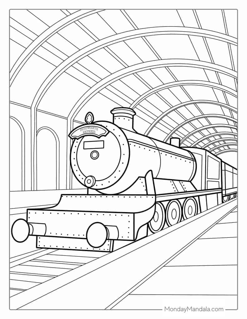 coloring book pages of trains