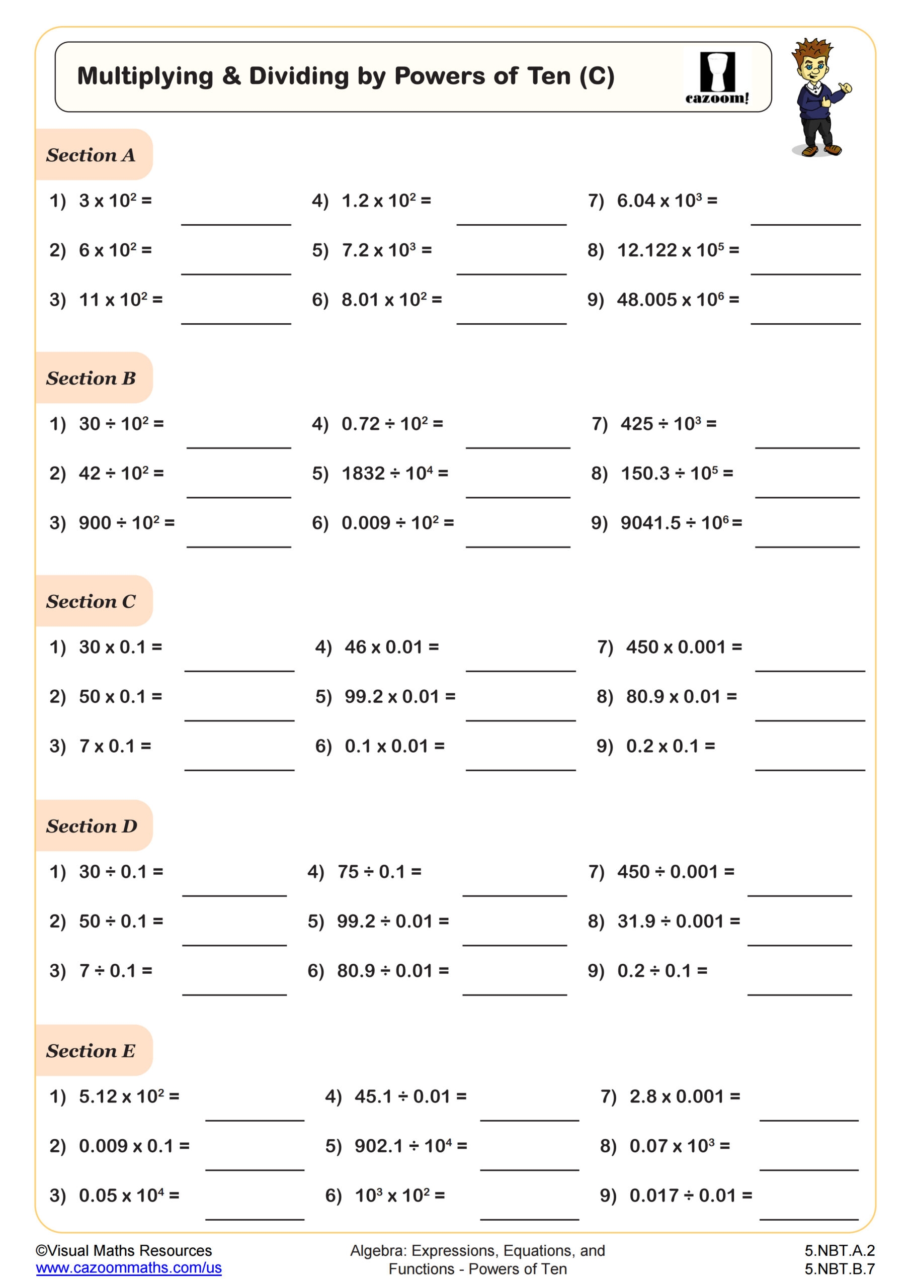 5th Grade Powers Of Ten Worksheets PDF Printable Worksheets Cazoom Math