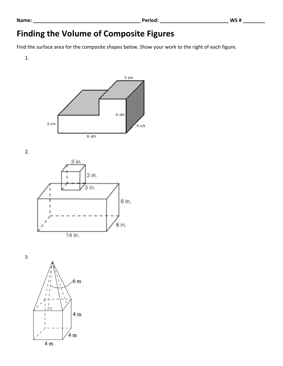 volume of complex figures worksheet