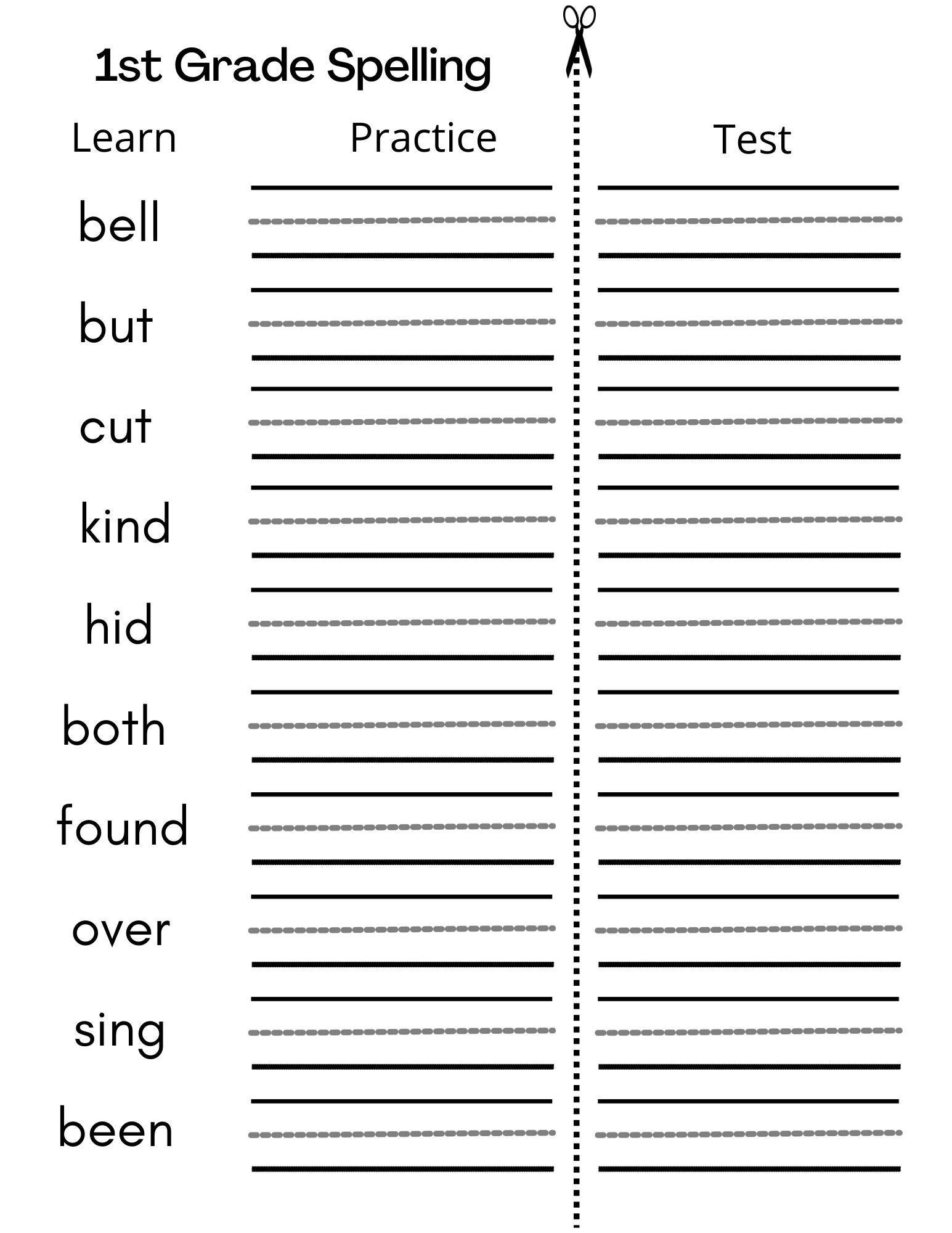 8 Printable First Grade Spelling Writing Worksheets Etsy