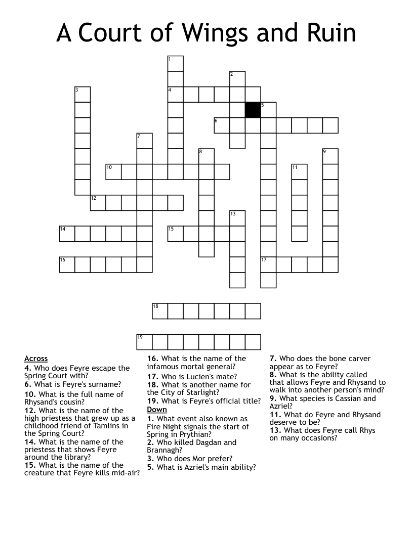 A Court Of Wings And Ruin Crossword WordMint