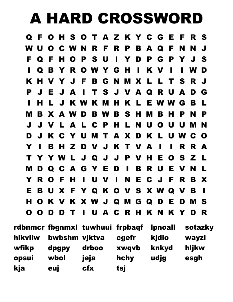 A HARD CROSSWORD Word Search WordMint