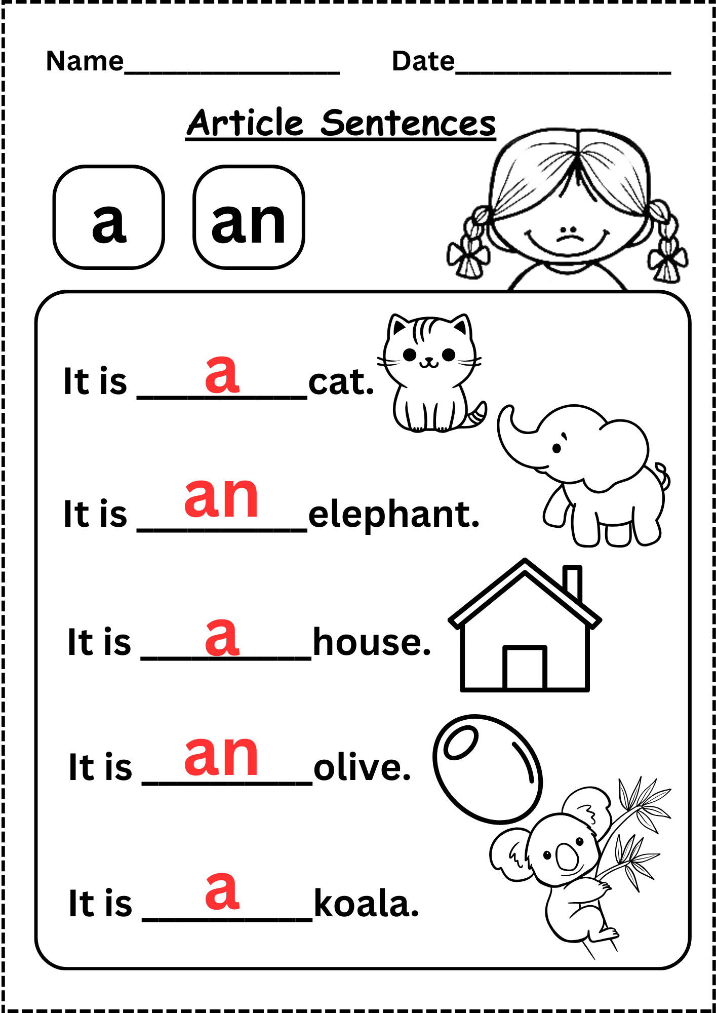 kindergarten language arts worksheets