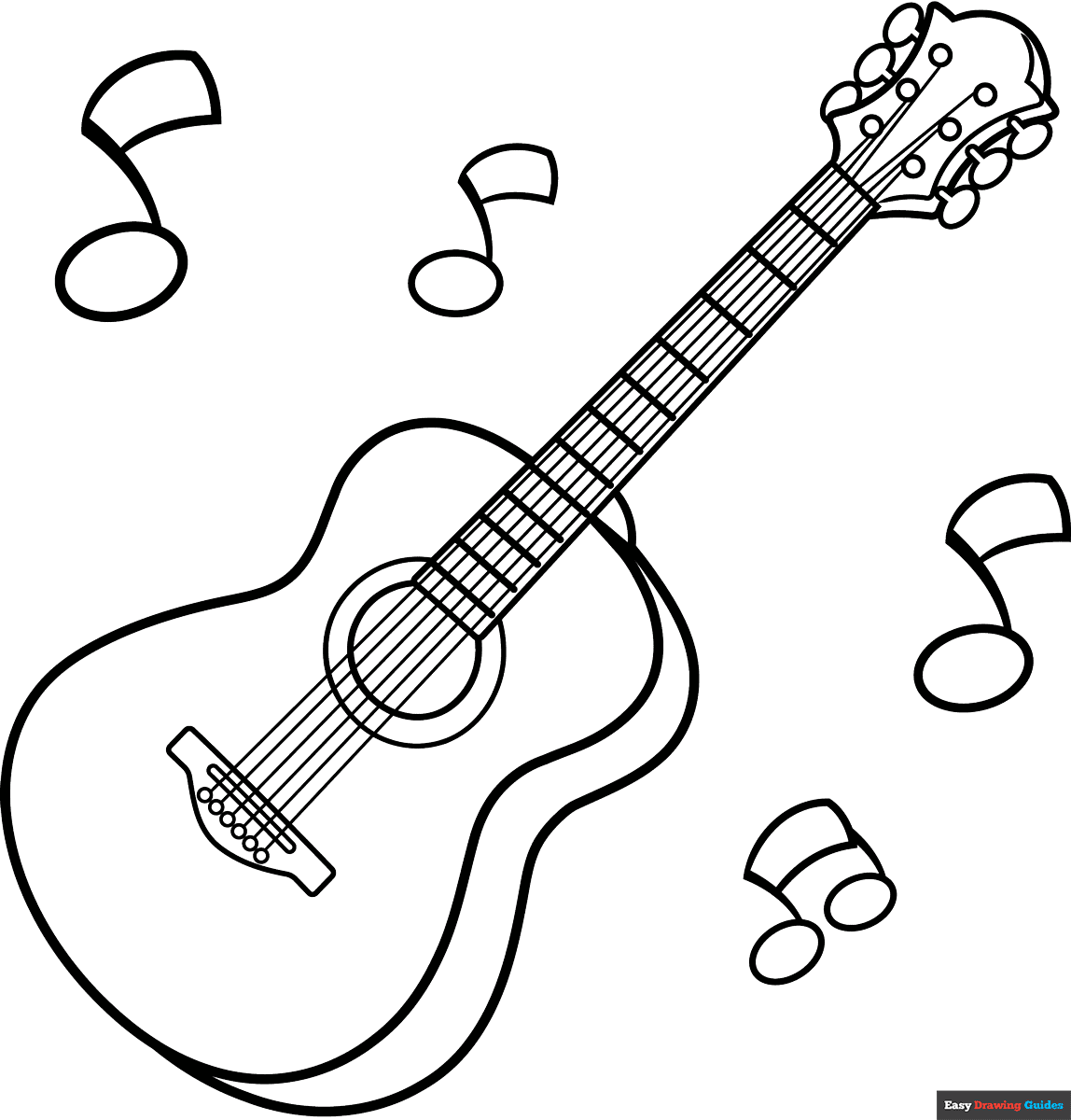 Acoustic Guitar Coloring Page Easy Drawing Guides