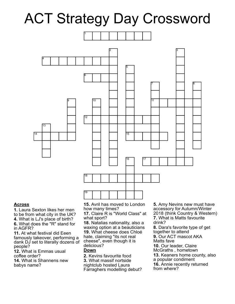 ACT Strategy Day Crossword WordMint