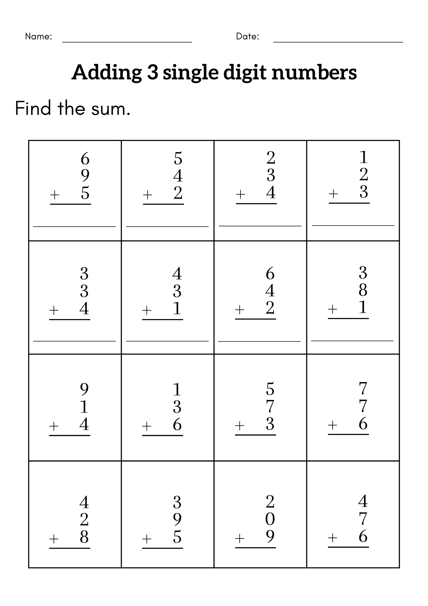 Adding 3 Single Digit Numbers Worksheet 3rd Grade 3 Digit Addition Made By Teachers