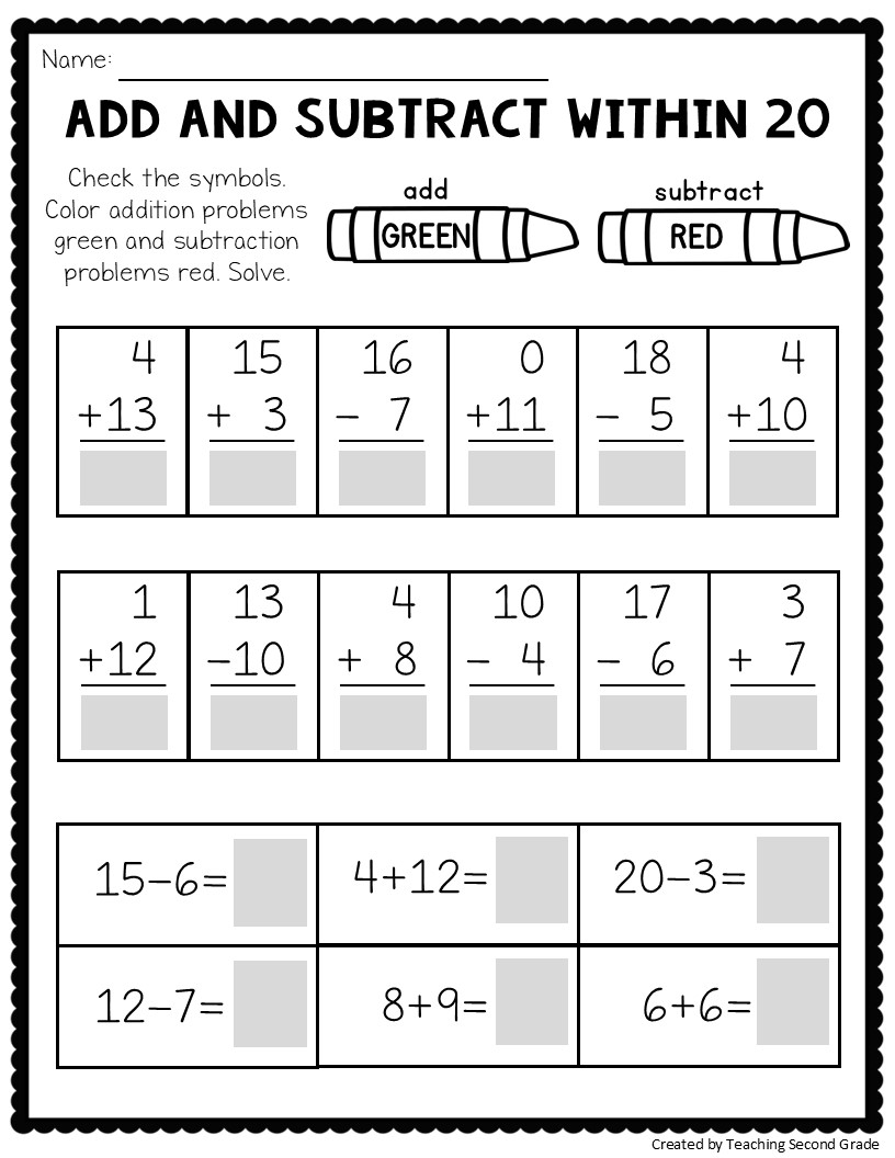 addition math facts worksheets