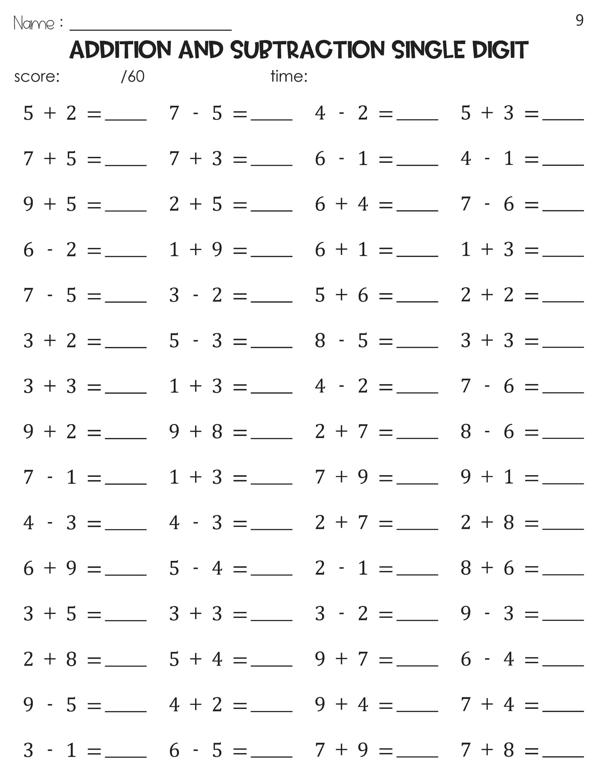 Addition And Subtraction Single Digit Math Timed Tests Speed Drills Worksheets Etsy Addition And Subtraction Single Digit Math Timed Tests Speed Drills Worksheets Etsy