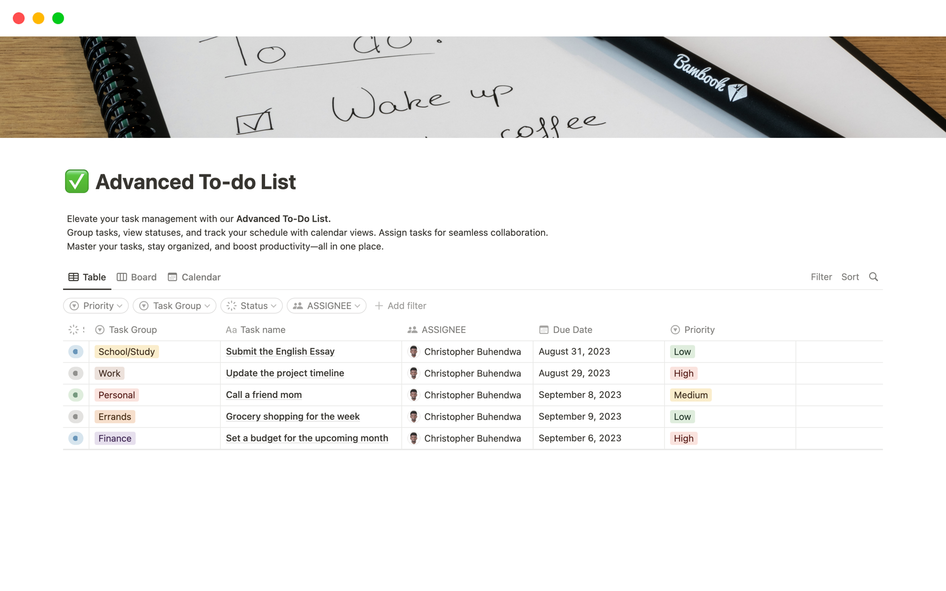 Advanced To do List Template Notion Marketplace