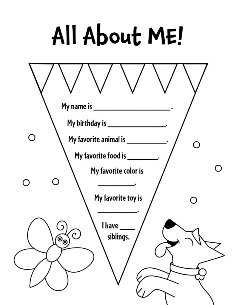 all about me worksheet preschool
