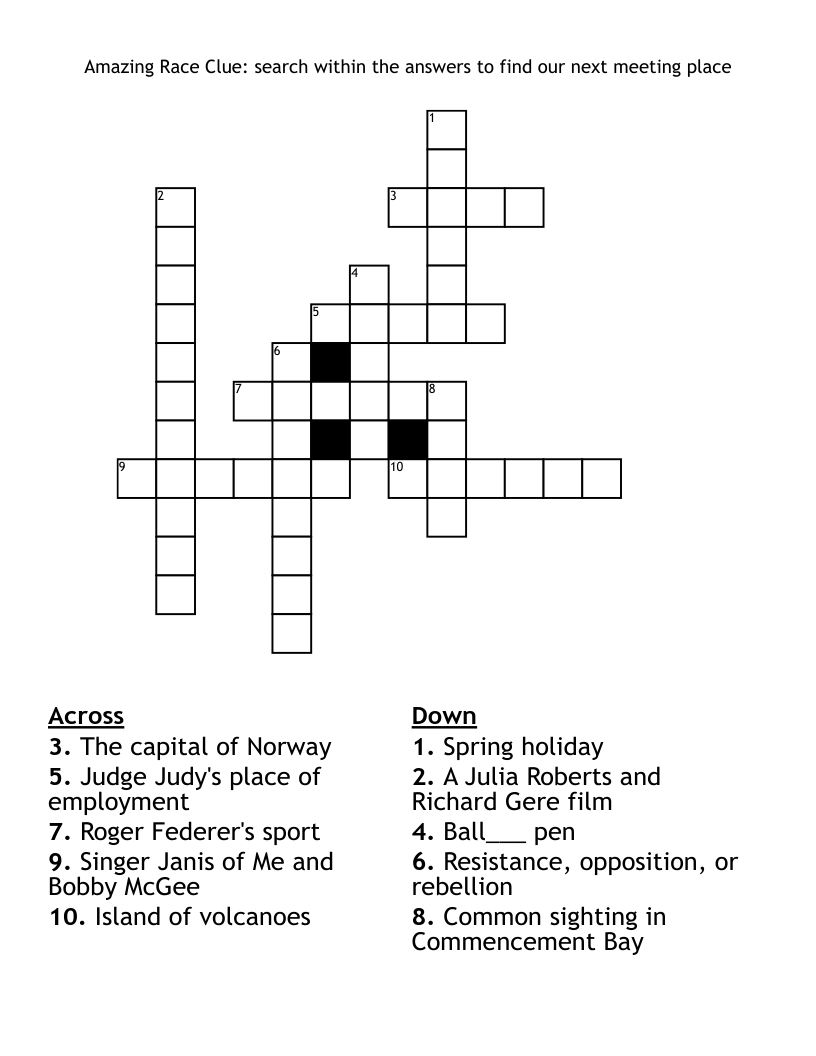 Amazing Race Clue Search Within The Answers To Find Our Next Meeting Place Crossword WordMint Amazing Race Clue Search Within The Answers To Find Our Next Meeting Place Crossword WordMint