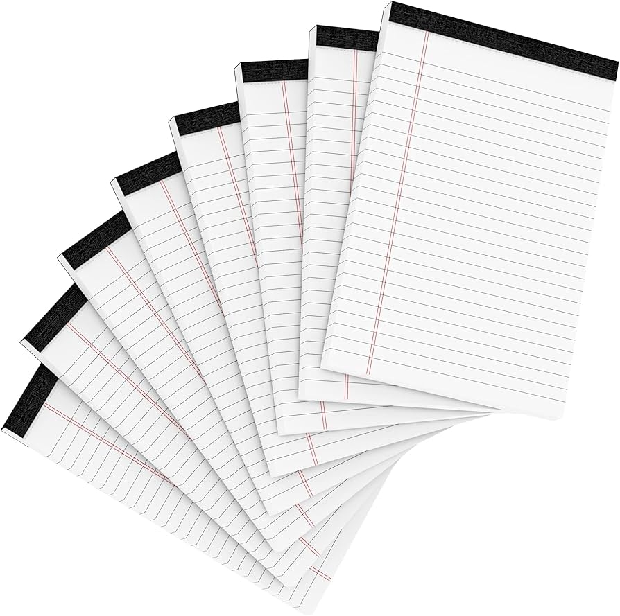 Amazon 8 Pack Office Legal Pads 5x8 Lined Writing Note Pads 5x8 For Home Office Supplies Small To Do List Notepad Legal Pad Narrow Ruled Notebook 80GSM Paper For School White
