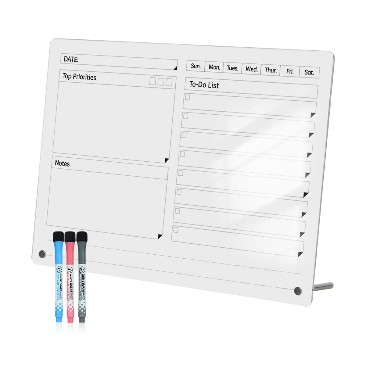 Amazon Acrylic Dry Erase To Do List Board With Top Priorities Notes 9x13 Desktop Whiteboard Planner With Stand Daily Task Organizer For Office Home School Includes 3 Dry Erase Markers White Office Products