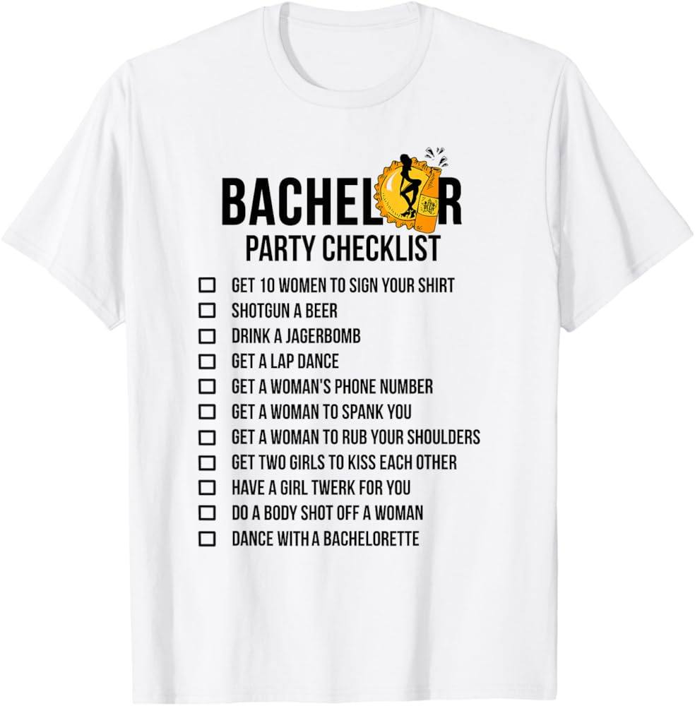 Amazon Bachelor Party Checklist Shirt Getting Married Tee For Men T Shirt Clothing Shoes Jewelry