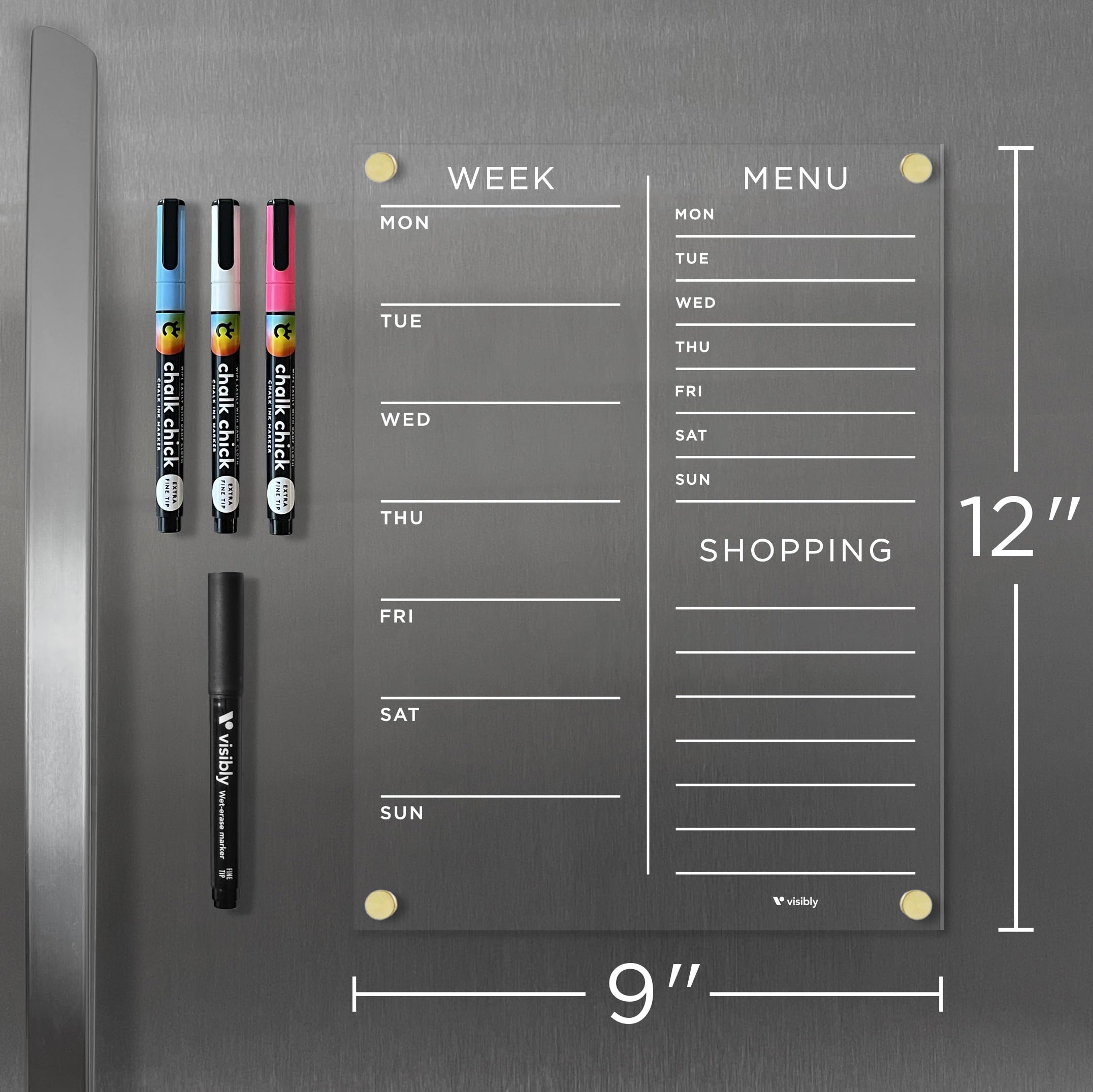 Amazon Magnetic Acrylic Week Menu Shopping List For Fridge Includes 4 Magnetic Wet Erase Markers For Refrigerator 9 X 12 Office Products