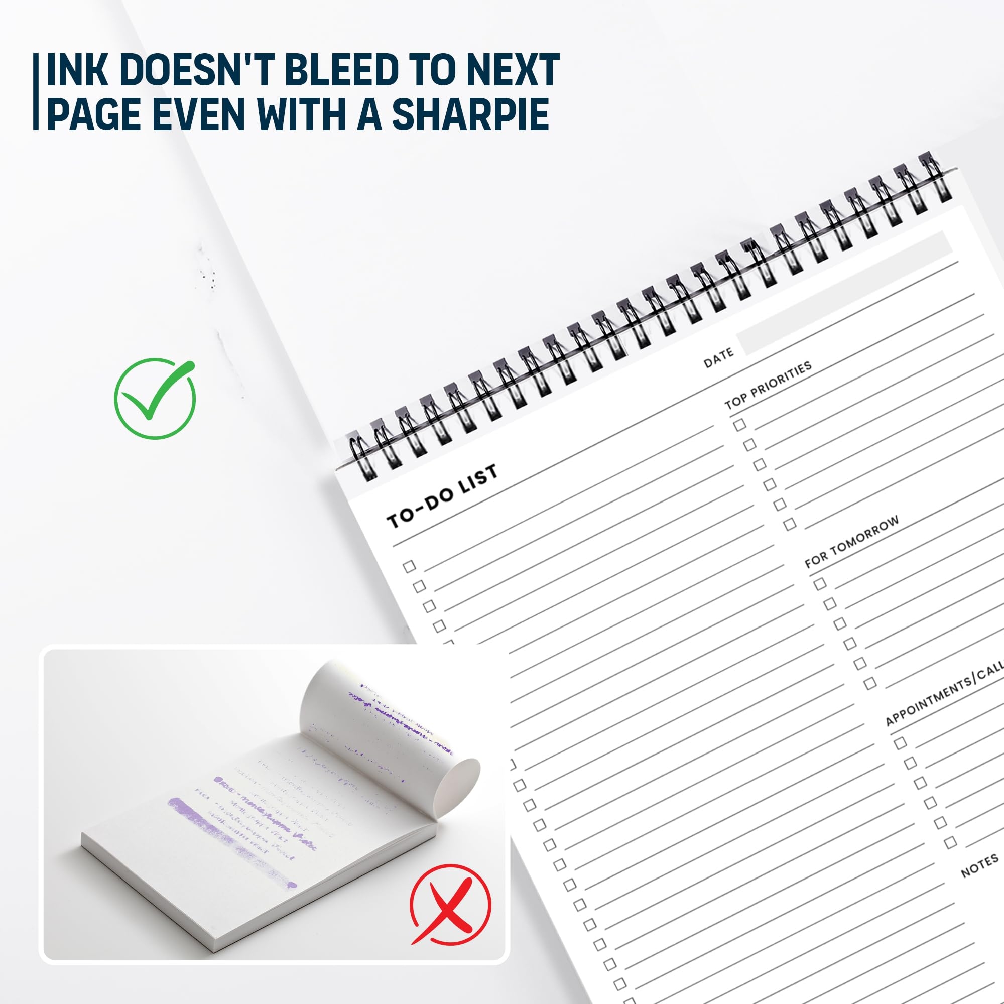 Amazon Of A Happy Kind To Do List Spiral Notepad 8 5x11 52 Sheets Multiple Functional Sections Daily Planner Notebook Task Todo Checklist Agenda Note Pad For Work Office Products