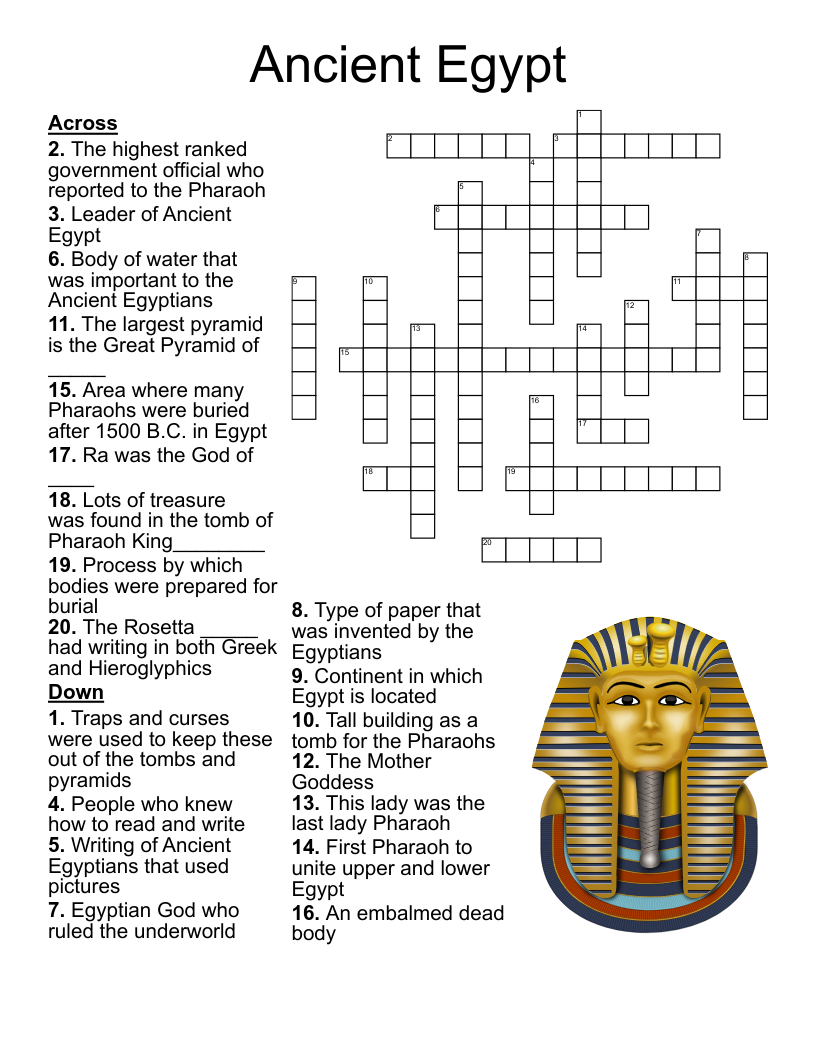 Ancient Egyptian Gods And Goddesses Crossword Puzzle WordMint