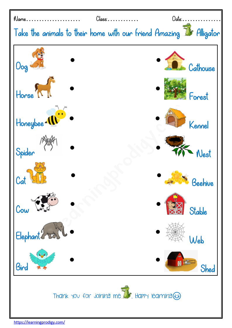 Animals Homes Pictures Worksheet For Grade One Science Worksheet For Preschoolers LearningProdigy Science Science G1 