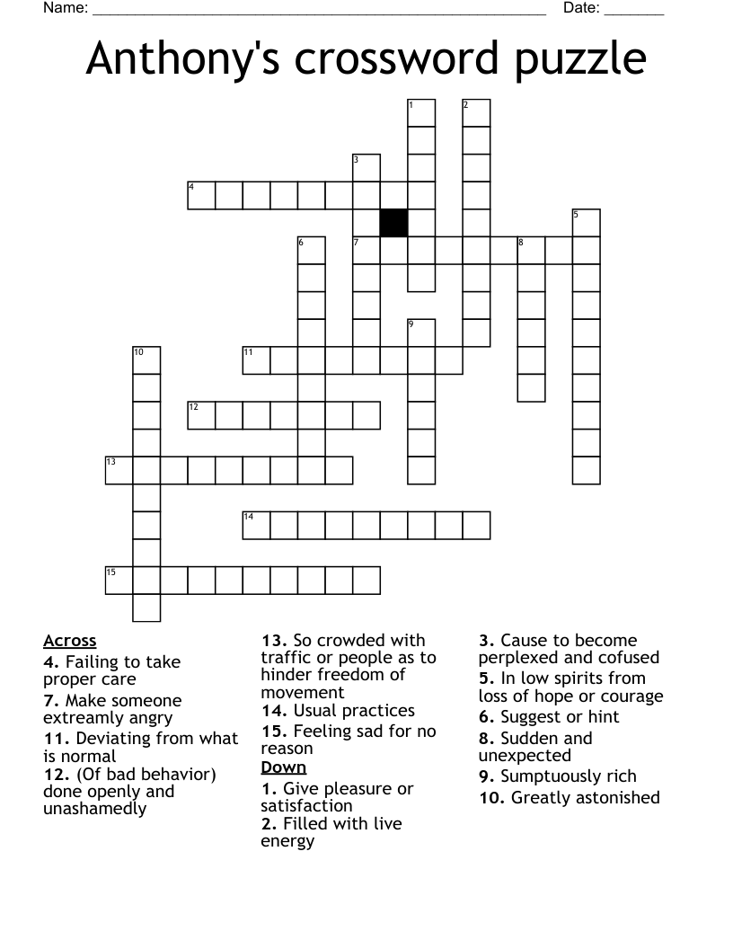 Anthony s Crossword Puzzle WordMint