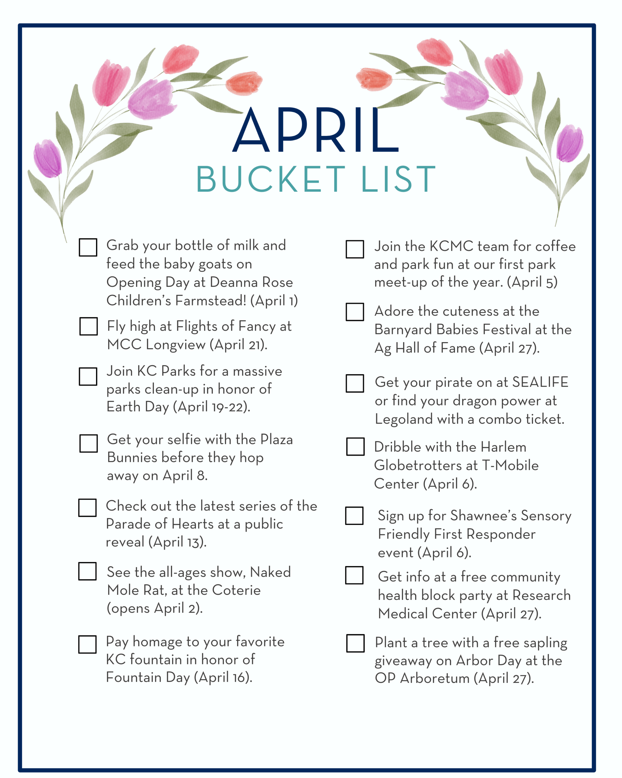 April Bucket List For Kansas City Families April Bucket List For Kansas City Families