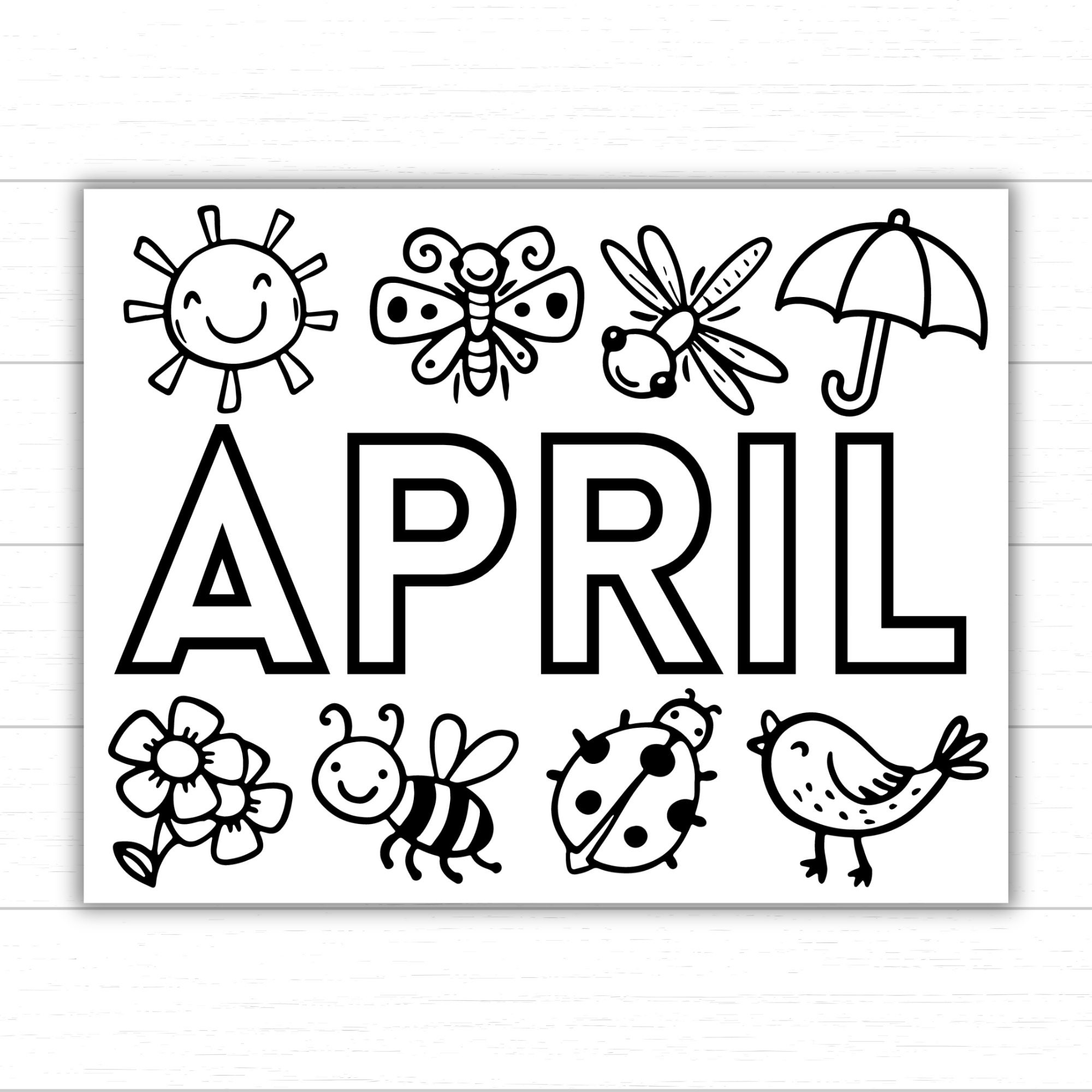 April Coloring Page Spring Coloring Page Month Of April Activity Coloring Activity Printable Coloring Pages For Kids Springtime Fun Etsy Denmark