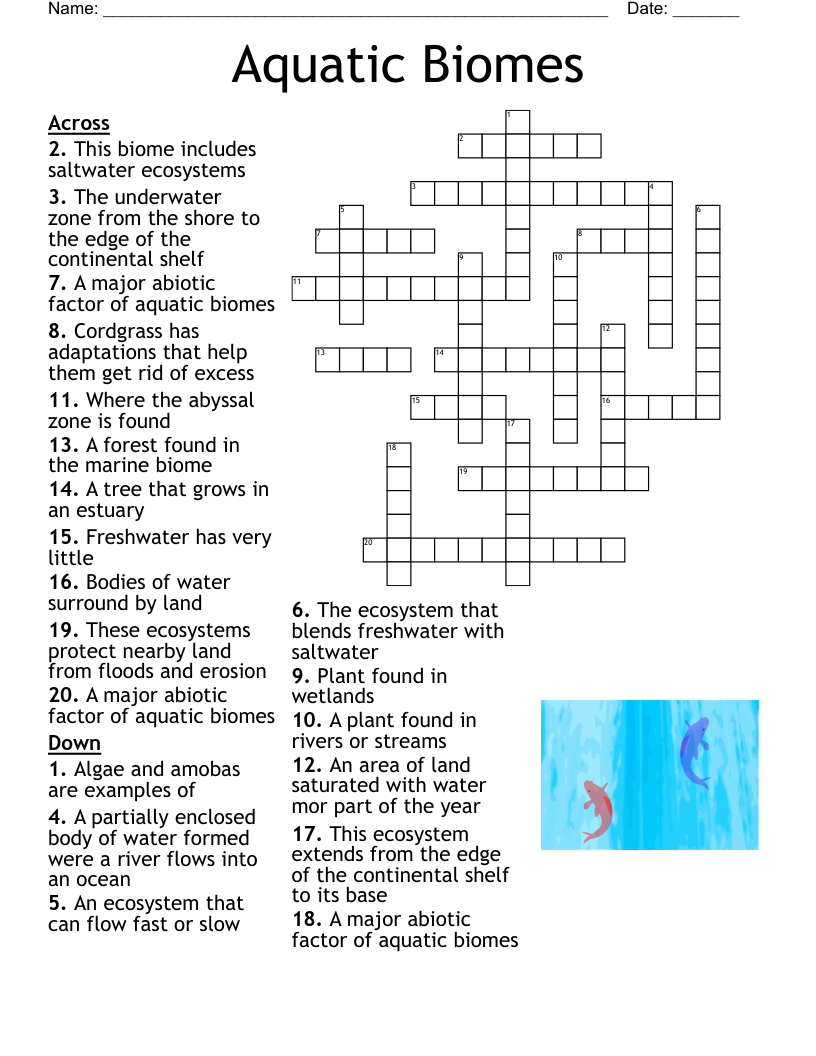 Aquatic Biomes Crossword WordMint