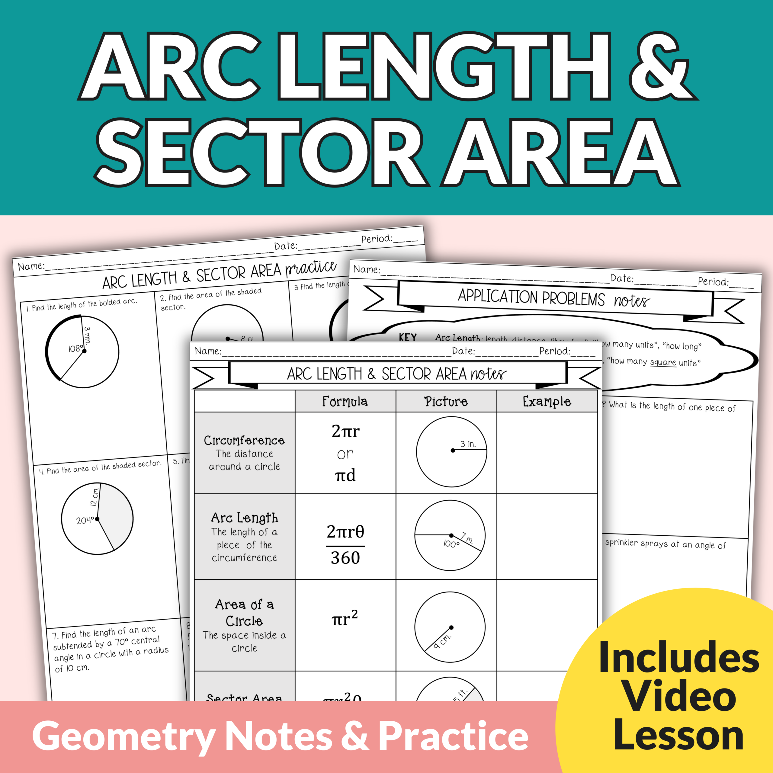 Arc Length And Sector Area Notes And Worksheets For 9th 11th Grade Geometry Lindsay Bowden Arc Length And Sector Area Notes And Worksheets For 9th 11th Grade Geometry Lindsay Bowden