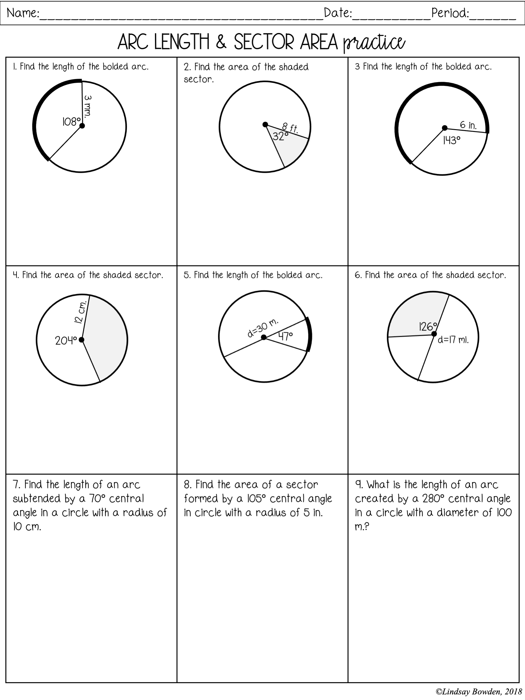 Arc Length And Sector Area Notes And Worksheets Lindsay Bowden Worksheets Library Arc Length And Sector Area Notes And Worksheets Lindsay Bowden Worksheets Library