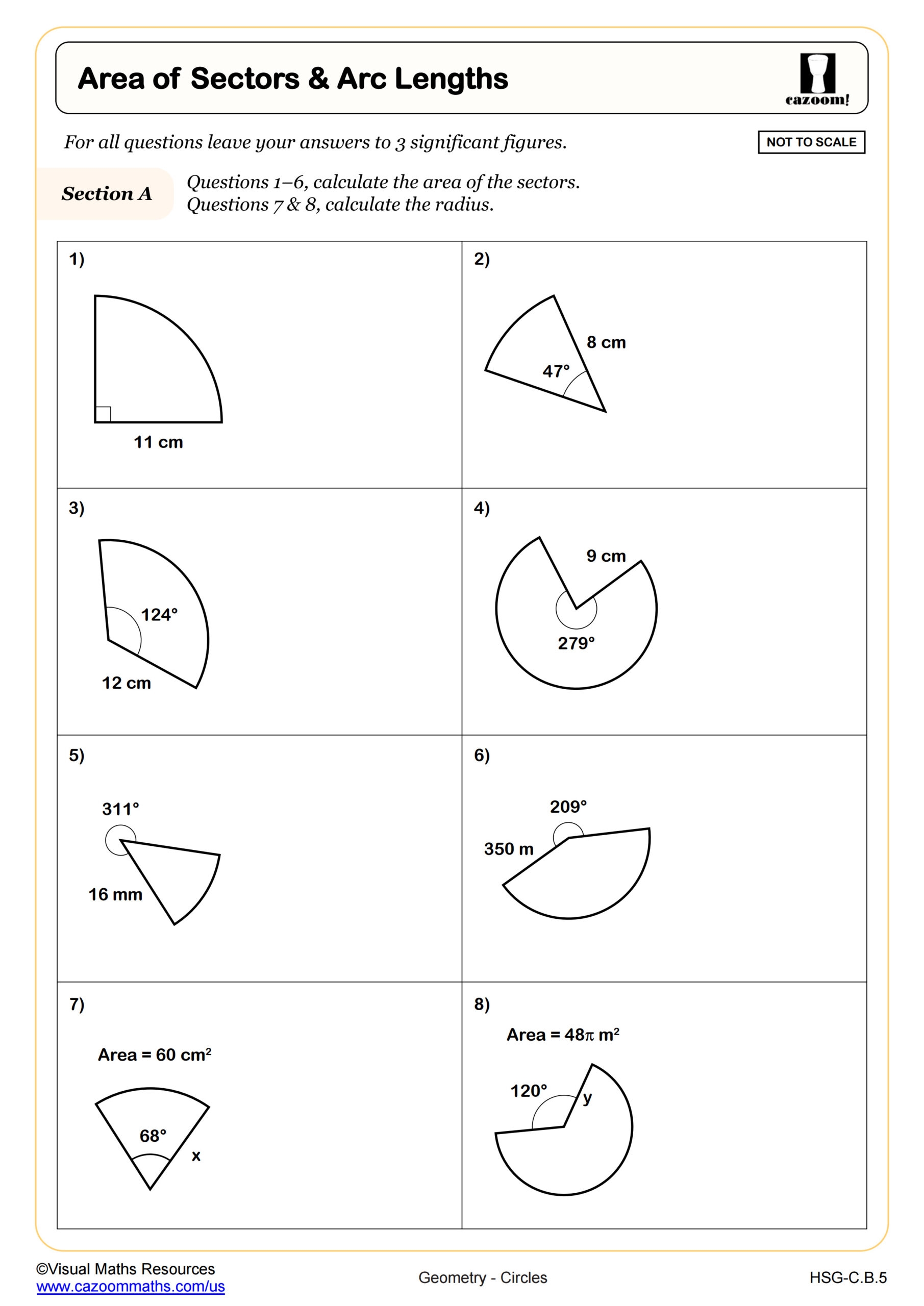 Area Of Arc Lengths Sectors Worksheet Geometry PDF Worksheets Cazoom Math Area Of Arc Lengths Sectors Worksheet Geometry PDF Worksheets Cazoom Math