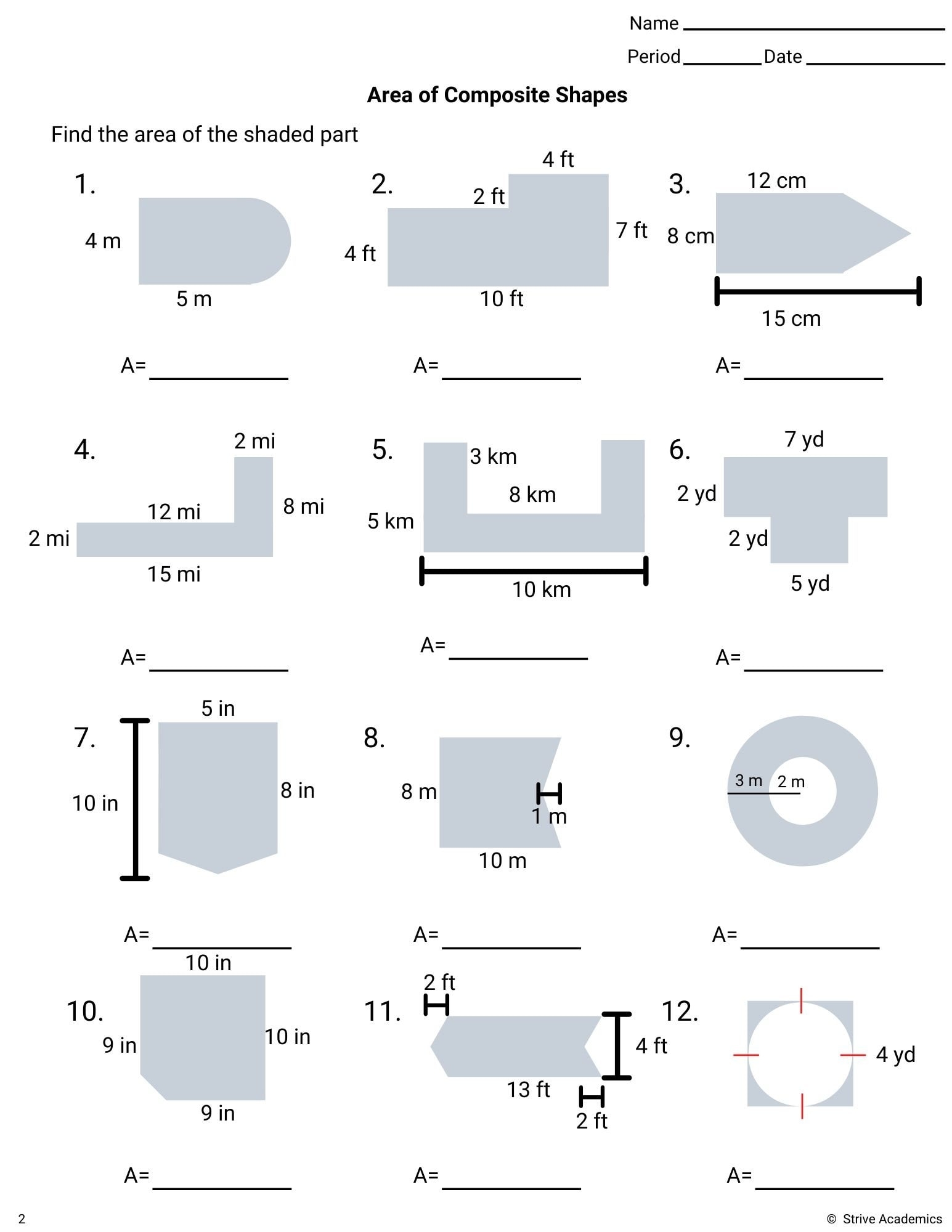 Area Of Composite Figures Worksheet Set 1 Etsy Singapore