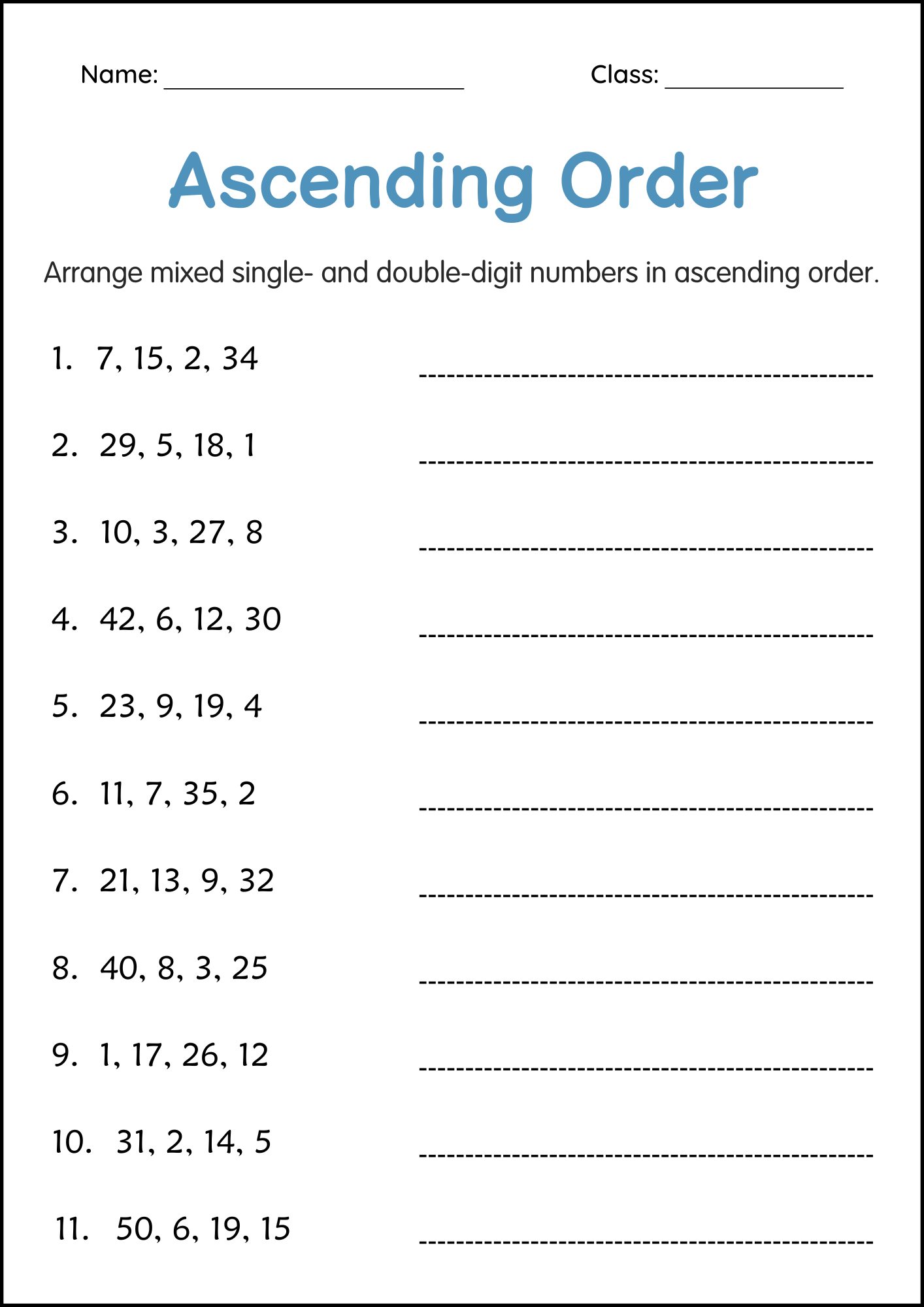 Ascending Order 1 To 1000 Number Math Worksheets For Grade 1 2 3 Made By Teachers
