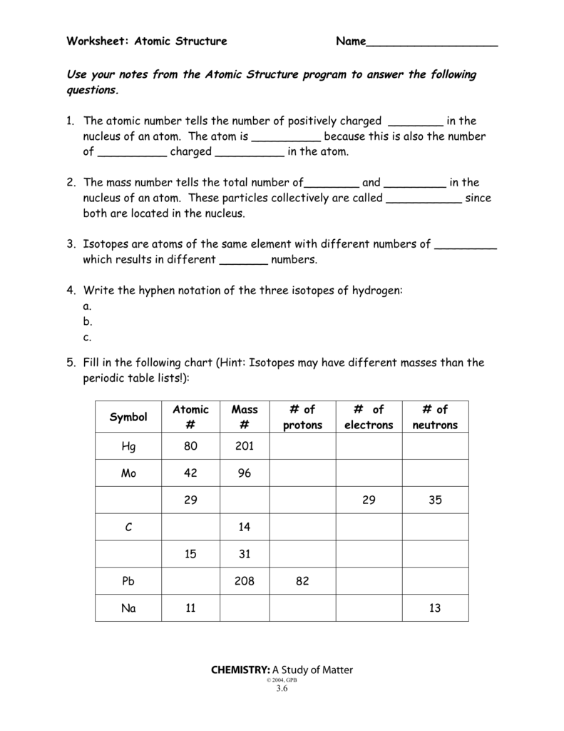 atom structure worksheet answers atom structure worksheet answers