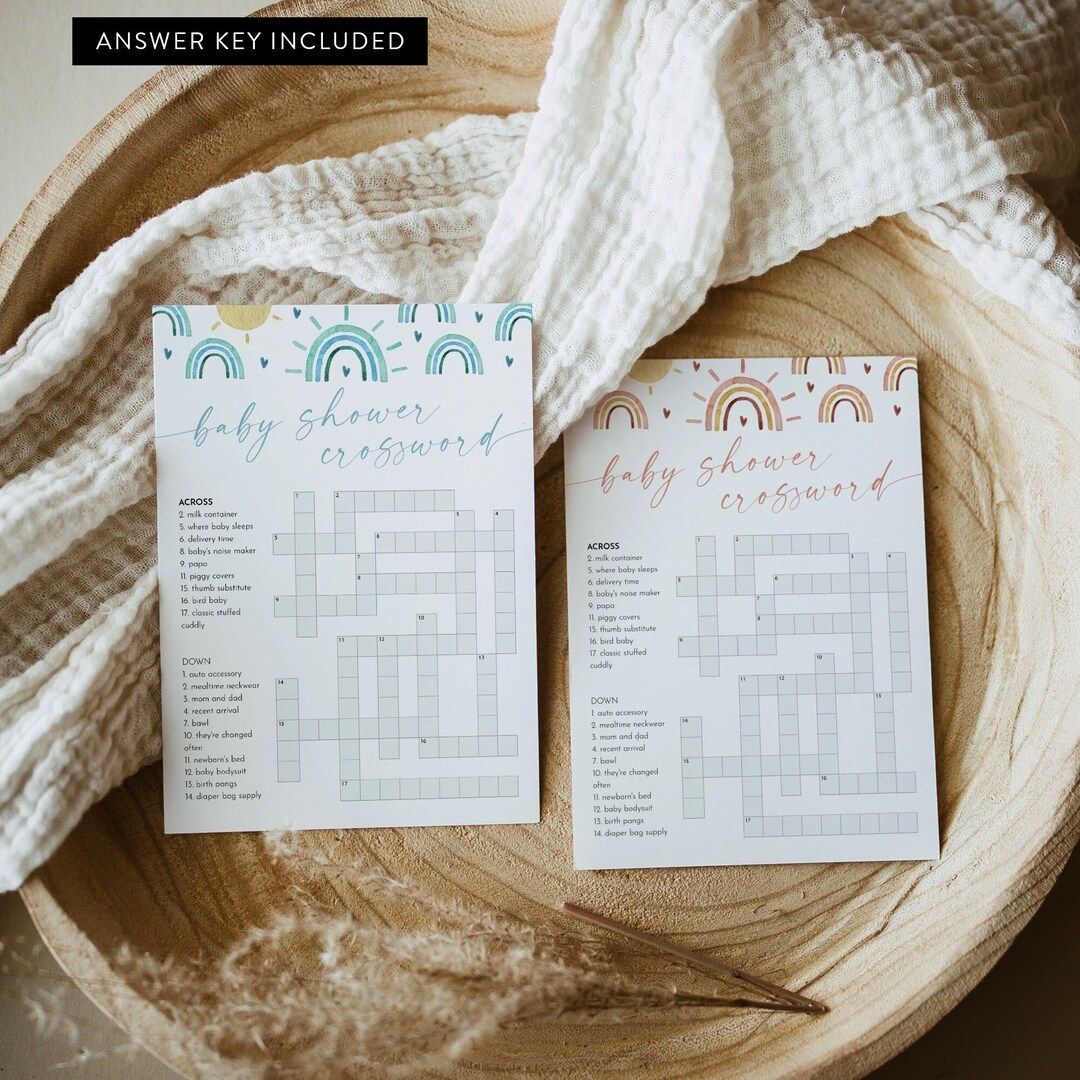 Baby Crossword Puzzle Boho Rainbow Baby Shower Game Printable Crossword Game With Answer Key Instant Download Templett 5x7 0055 33BAG Etsy Baby Crossword Puzzle Boho Rainbow Baby Shower Game Printable Crossword Game With Answer Key Instant Download Templett 5x7 0055 33BAG Etsy