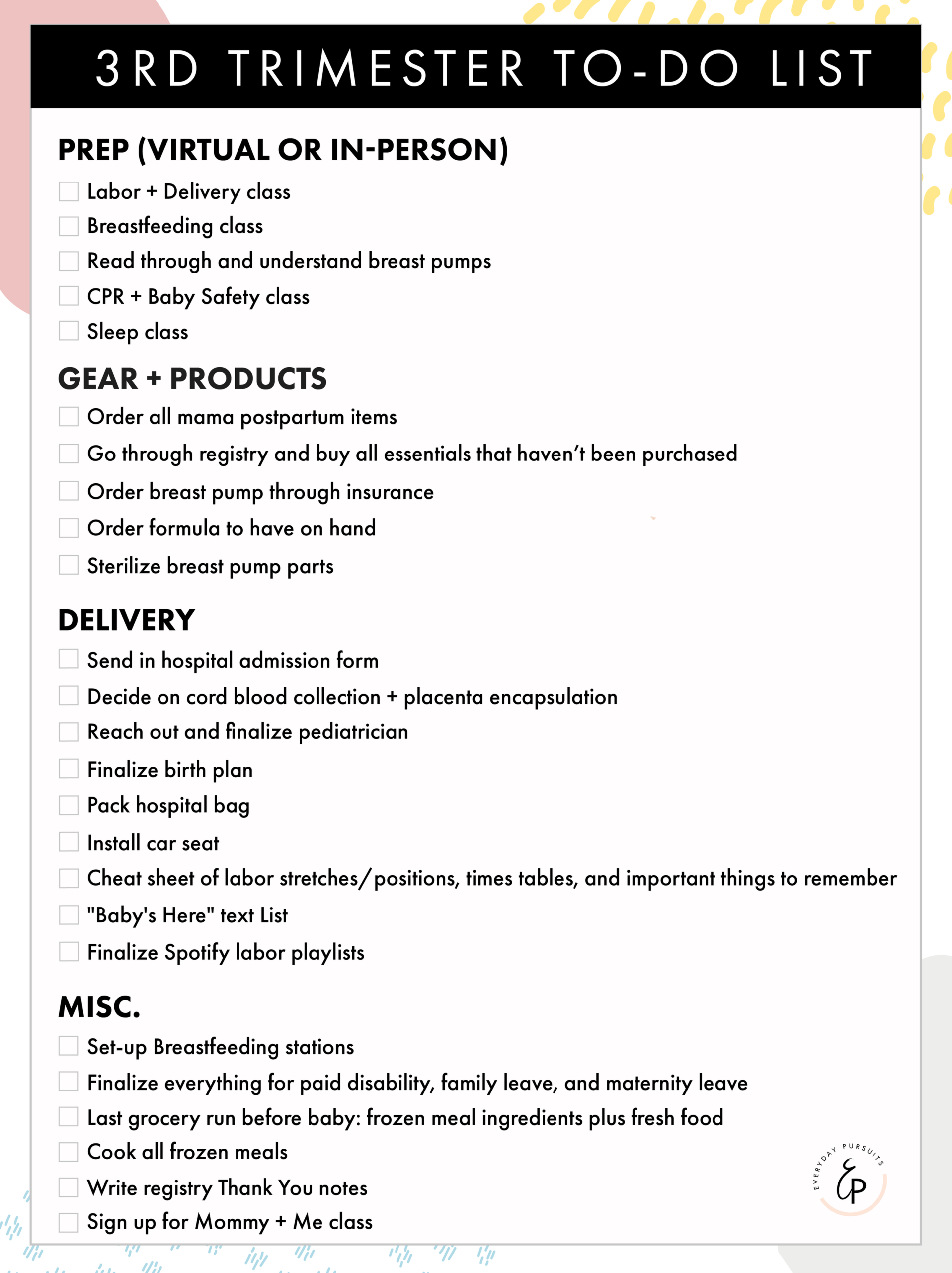 Baby Prep 3rd Trimester To Do List Everyday Pursuits Baby Prep 3rd Trimester To Do List Everyday Pursuits