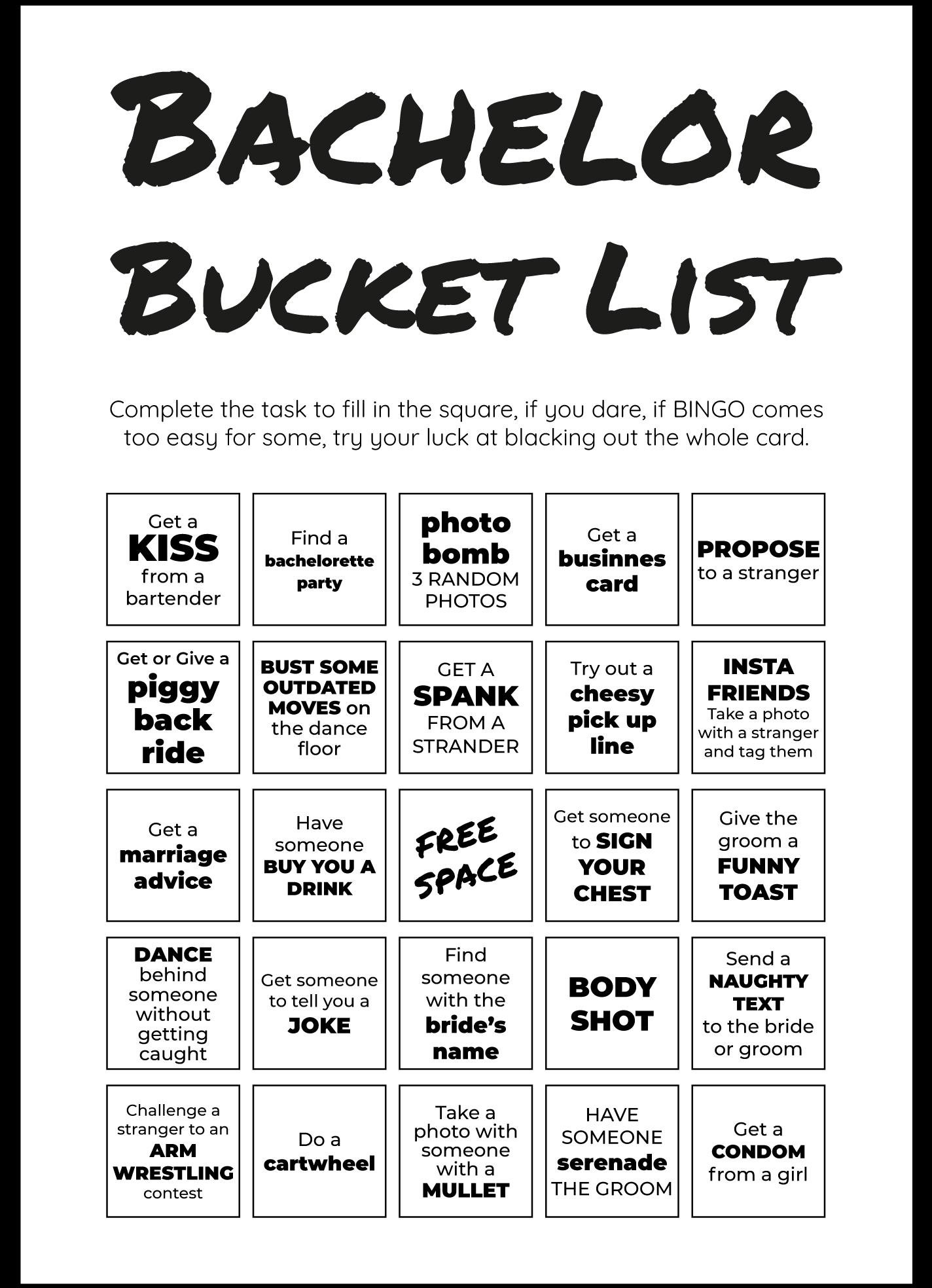 Bachelor Bucket List Free Google Docs Template Gdoc io