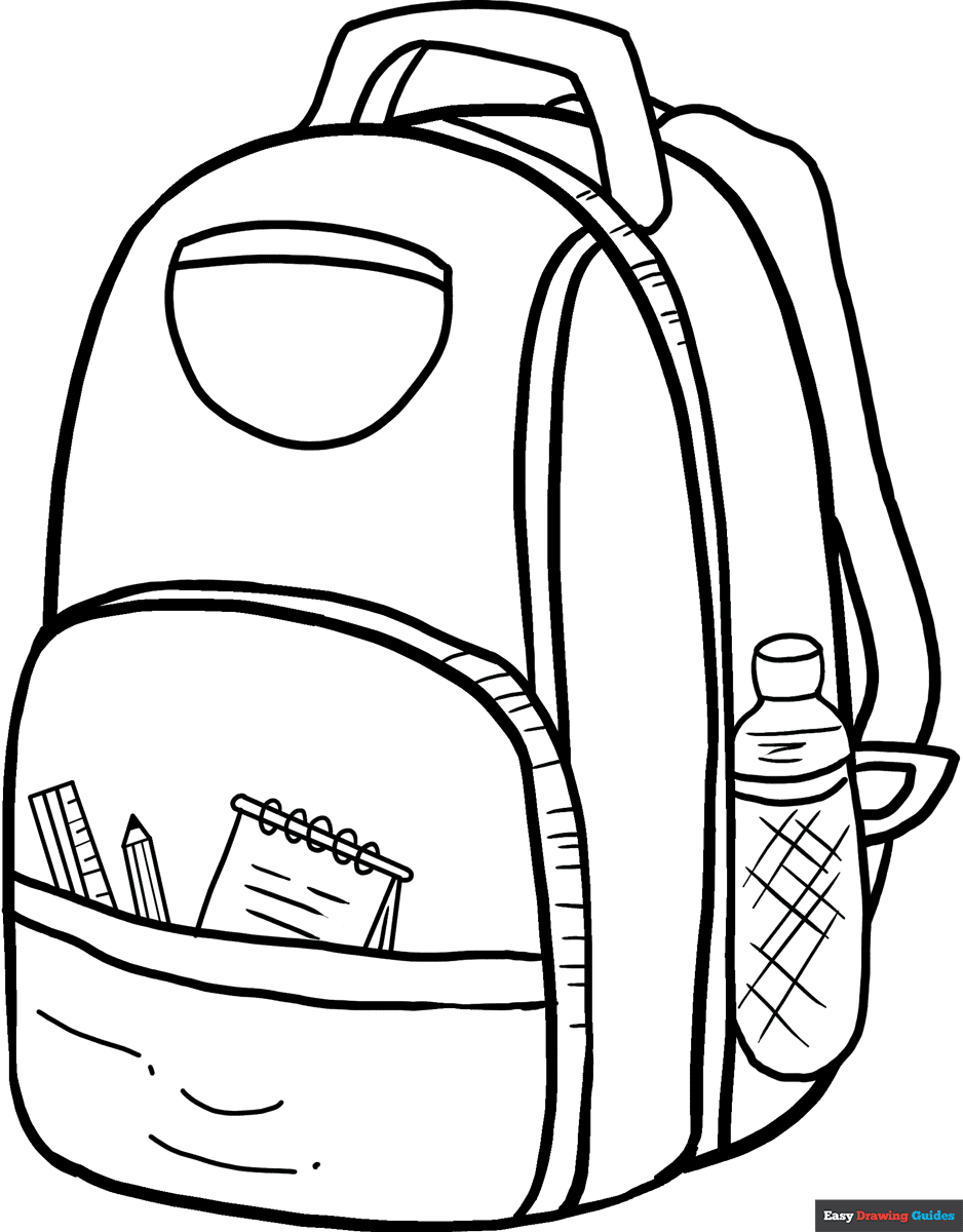 Backpack Coloring Page Easy Drawing Guides