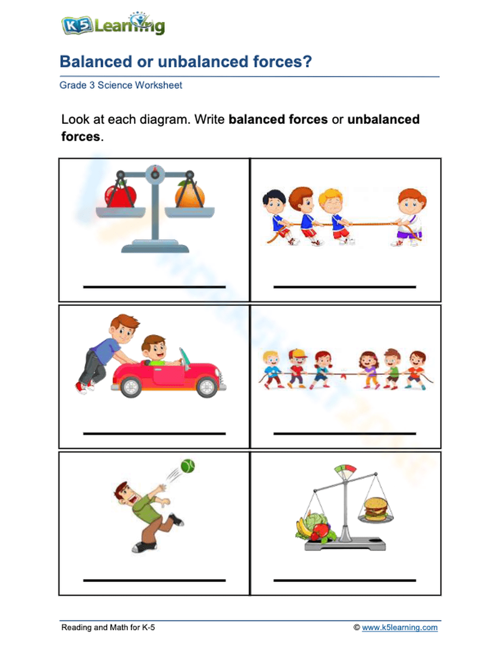 Balanced Or Unbalanced Forces 1 Worksheet