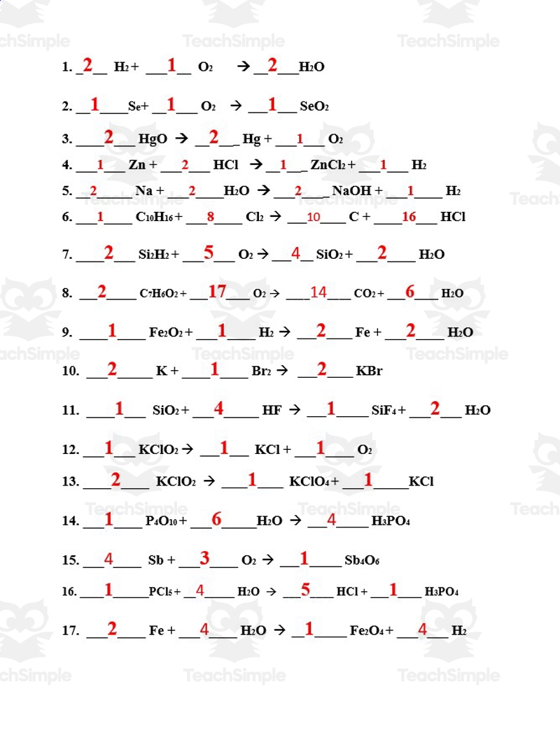 balancing equations worksheet answers balancing equations worksheet answers
