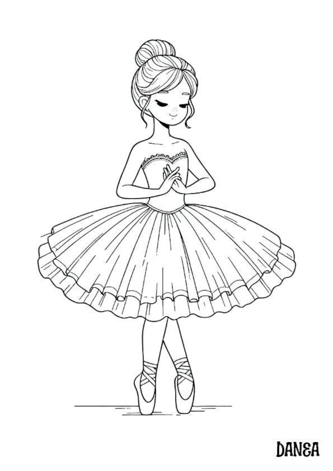 Ballerina Coloring Page Kids Printable Coloring Page Etsy Ballerina Coloring Page Kids Printable Coloring Page Etsy
