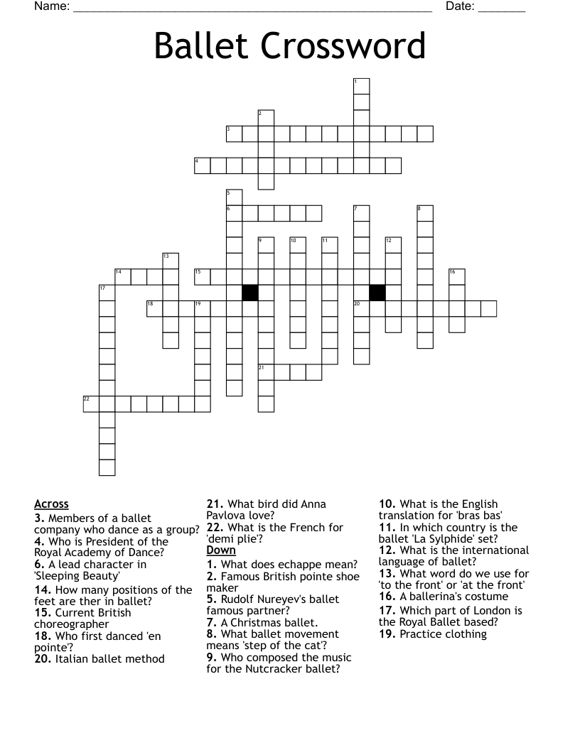 Ballet Crossword WordMint Ballet Crossword WordMint