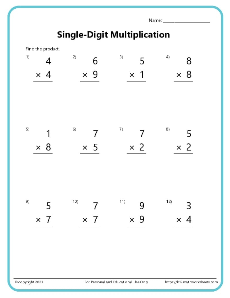 Basic Multiplication Worksheets K12 Math Worksheets Basic Multiplication Worksheets K12 Math Worksheets