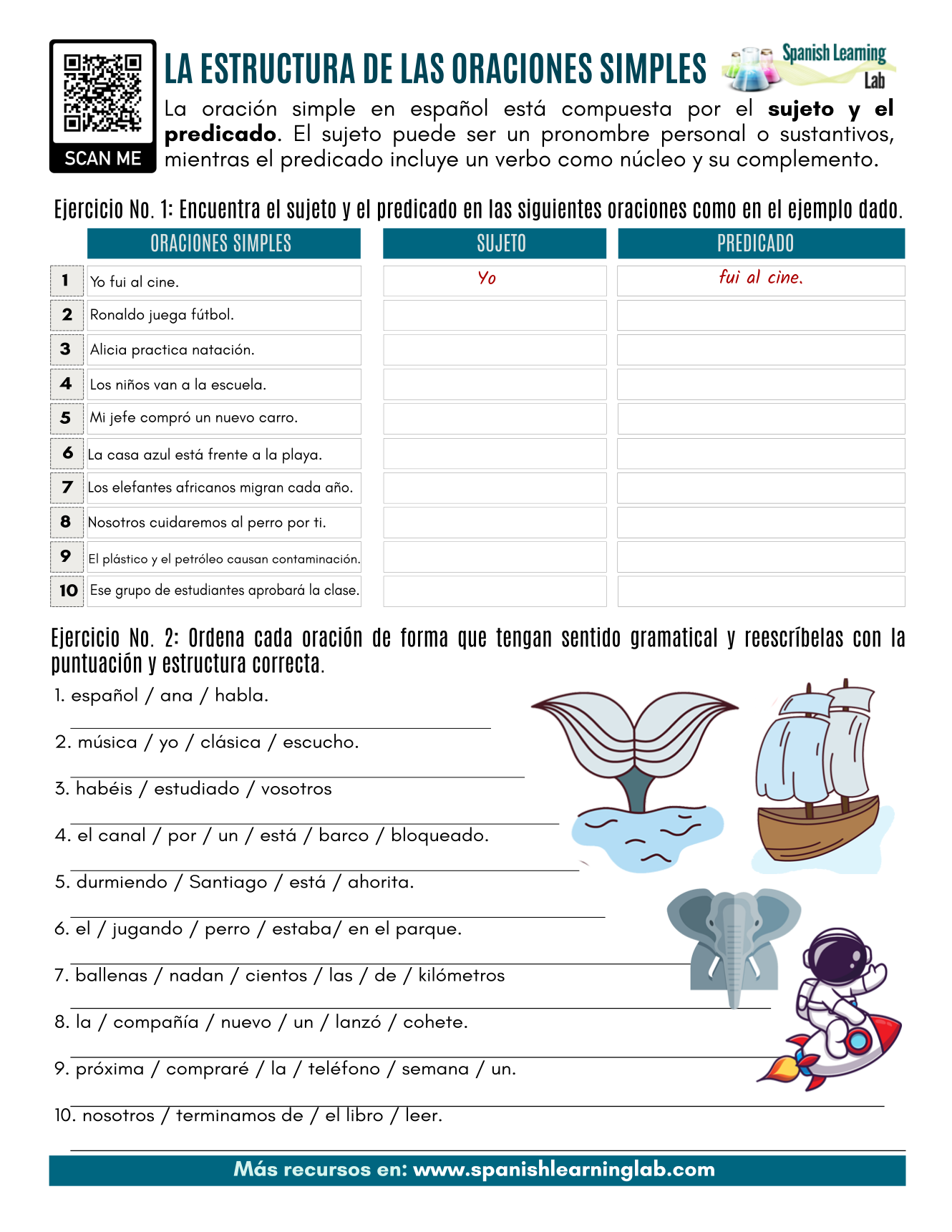 Basic Sentence Structure In Spanish PDF Worksheet Spanish Learning Lab Basic Sentence Structure In Spanish PDF Worksheet Spanish Learning Lab