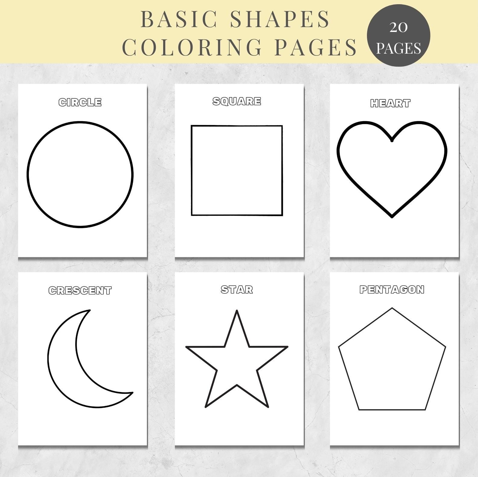 Basic Shapes Coloring Pages 20 Printable Pages PDF Pattern Etsy Basic Shapes Coloring Pages 20 Printable Pages PDF Pattern Etsy