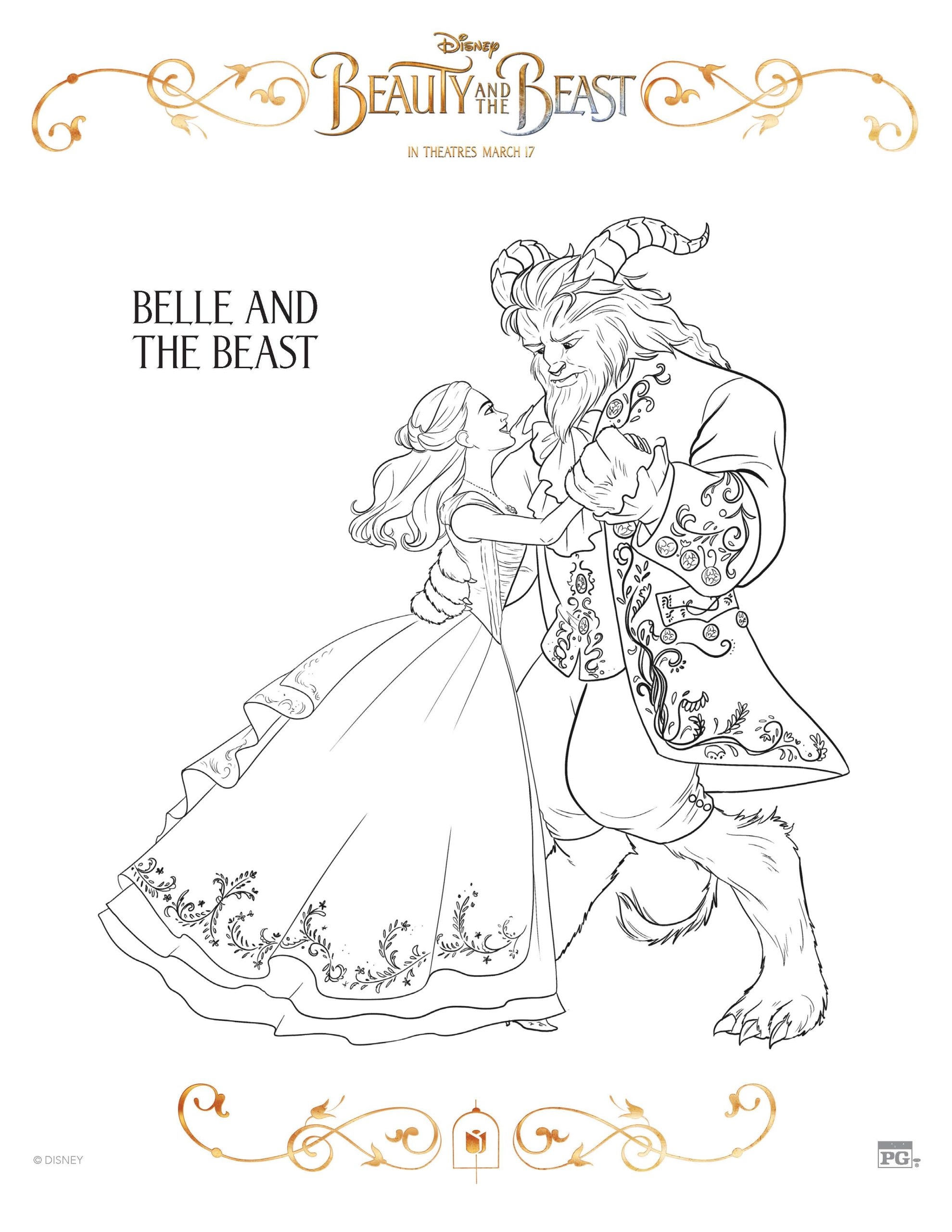 beauty and the beast coloring pages
